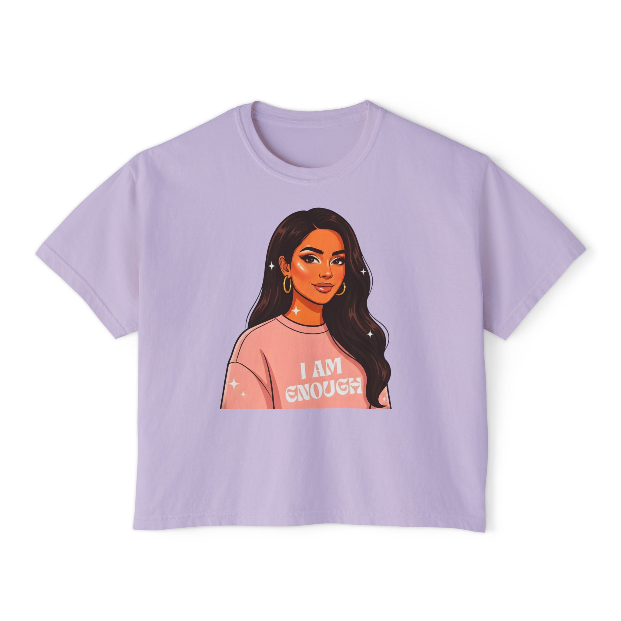 I Am Enough Boxy Tee — Empowering Women's Graphic Cropped T-Shirt