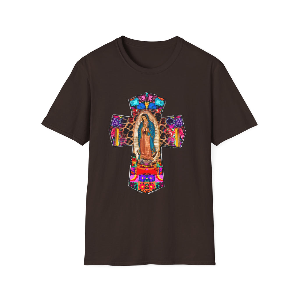 Our Lady of Guadalupe Cross T-Shirt | Religious Mexican Folk Art