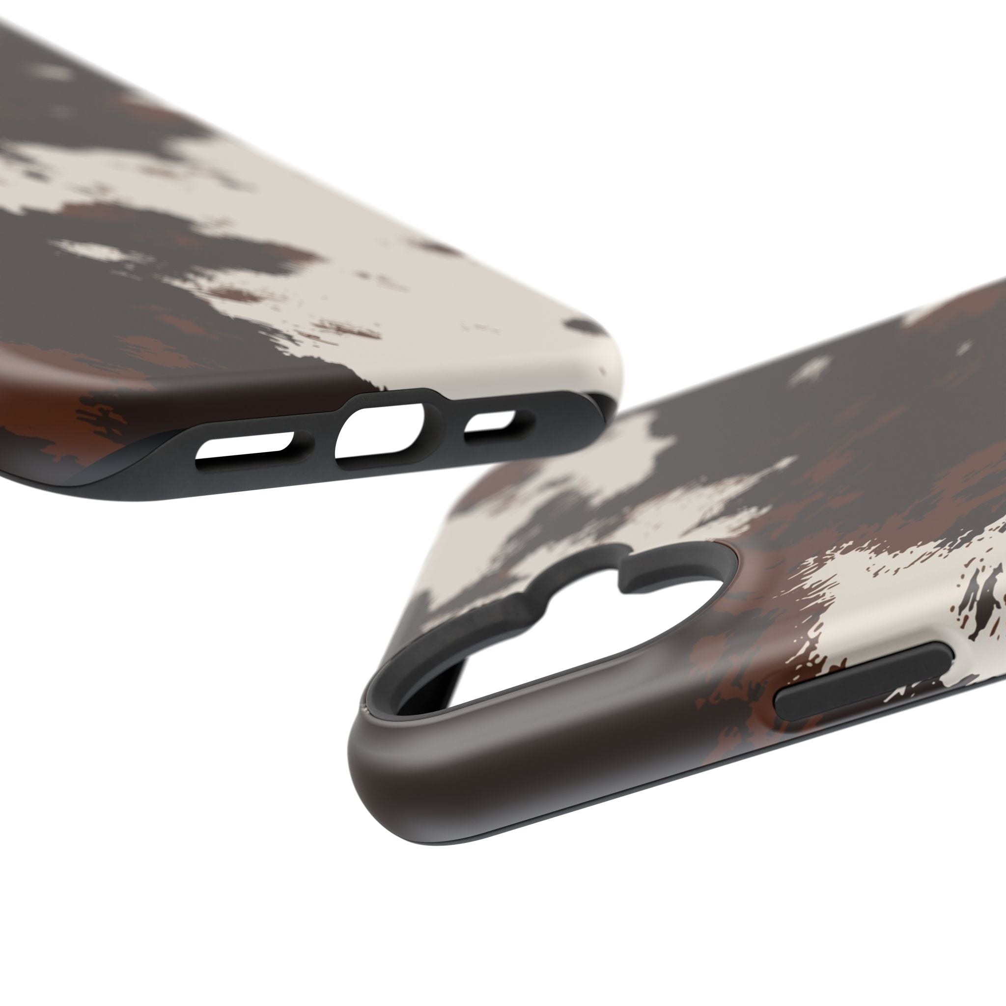 Cowhide Print Impact Phone Case — Brown & Cream Protective Cover