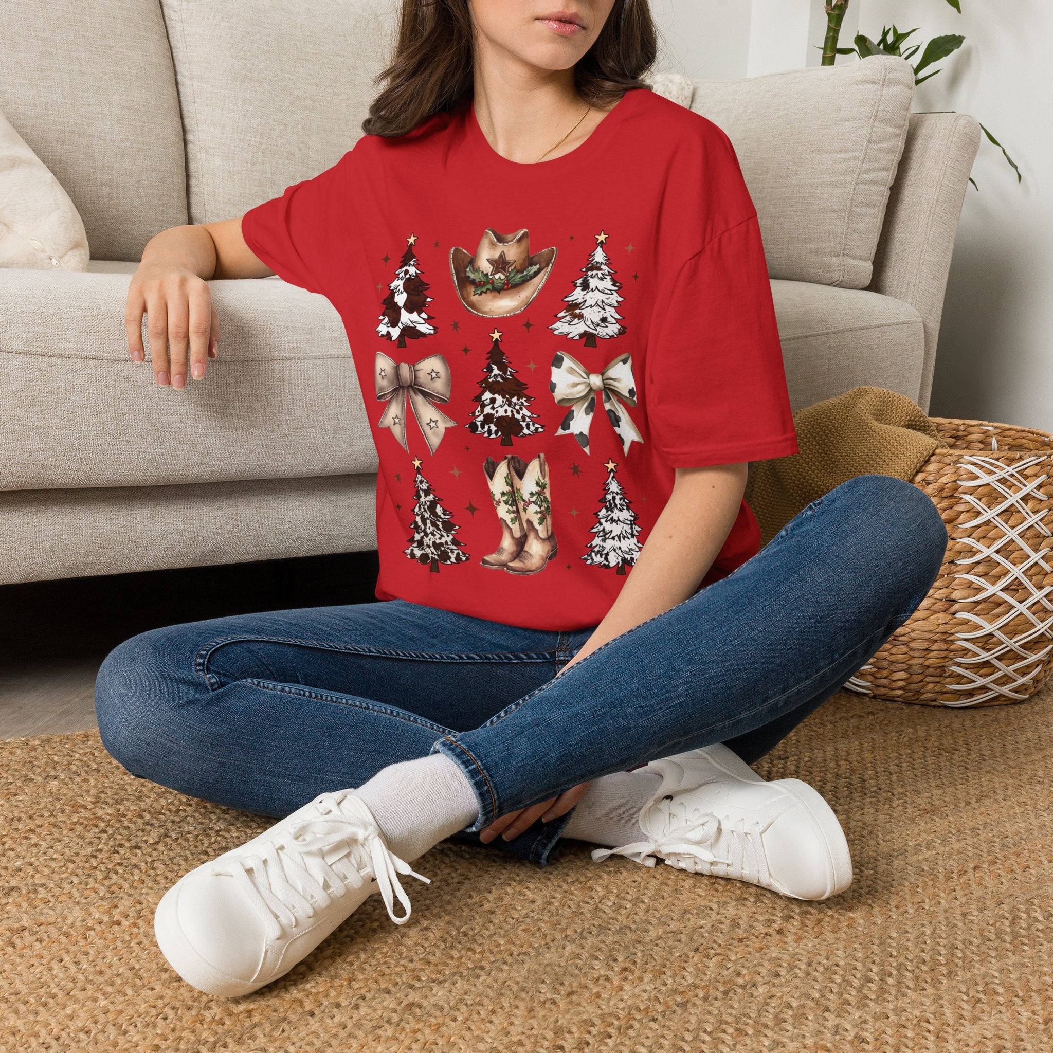 Western Christmas Tee — Cowboy Hat & Boots Holiday Shirt