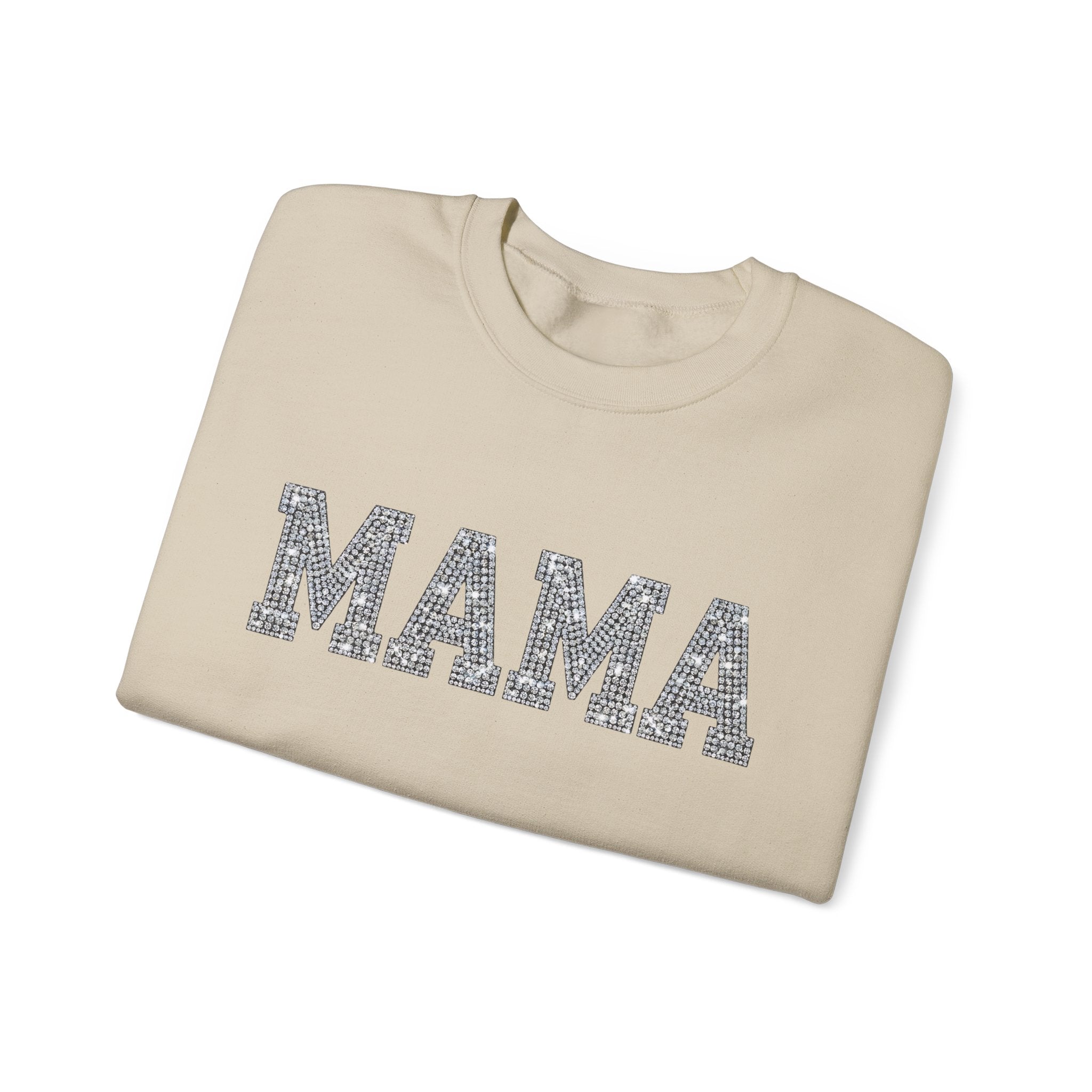 Mama Crewneck Sweatshirt — Casual Glitter Block Letter Mom Pullover