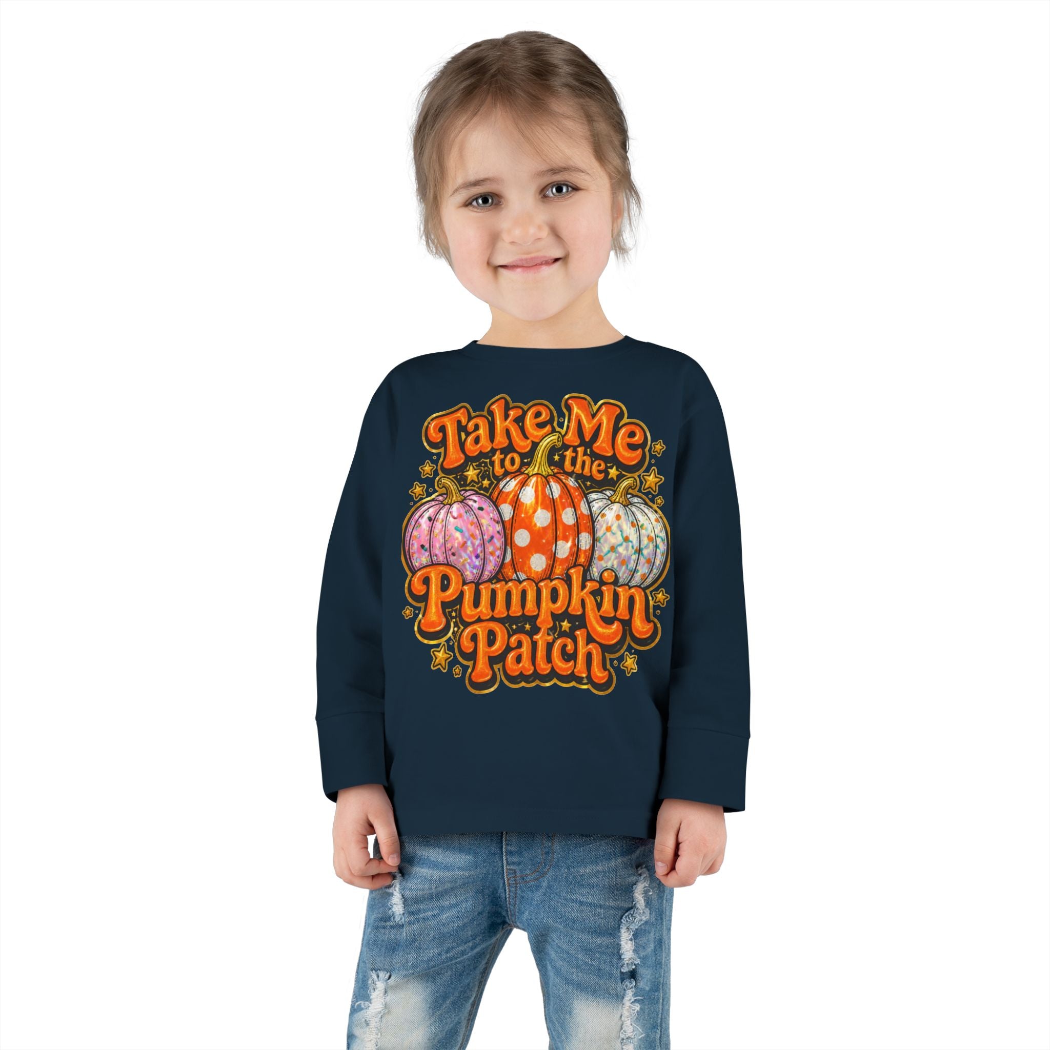 Toddler Long Sleeve Tee - "Take Me to the Pumpkin Patch" Fall Pumpkin Patch Shirt
