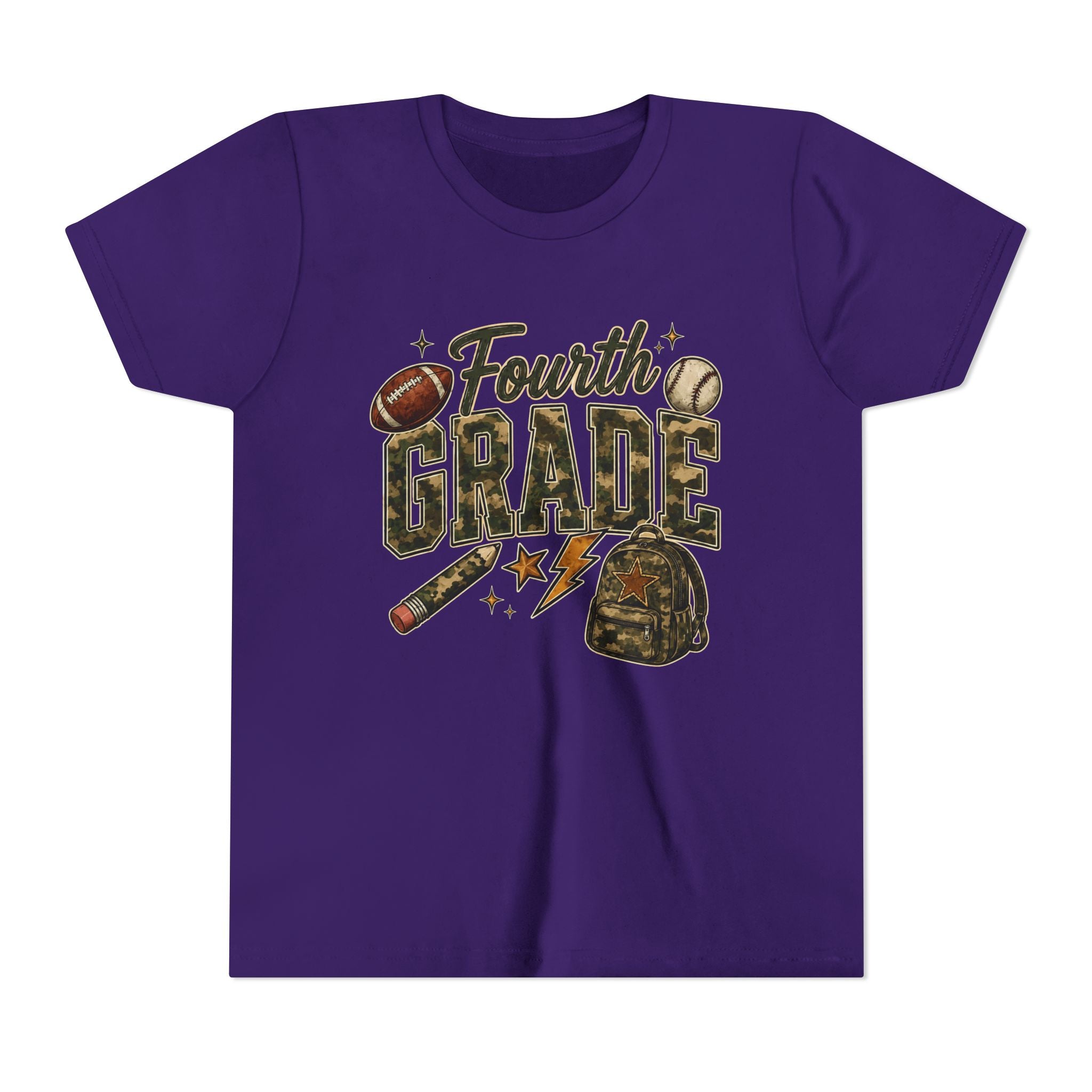 Fourth Grade Kids' T-Shirt – Back-to-School Sports & Backpack Design