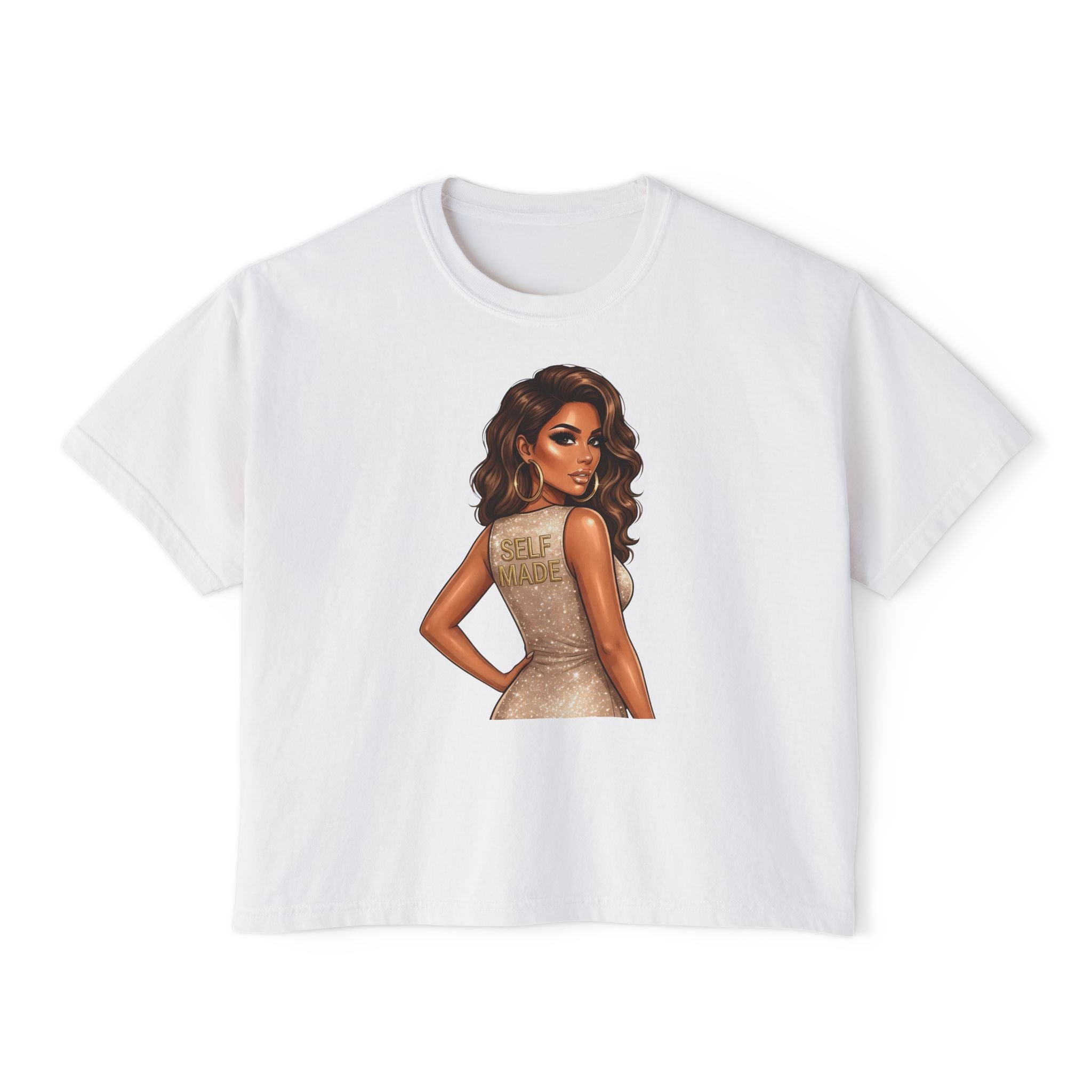 Boxy Tee — Glam Girl Illustration Graphic T-Shirt