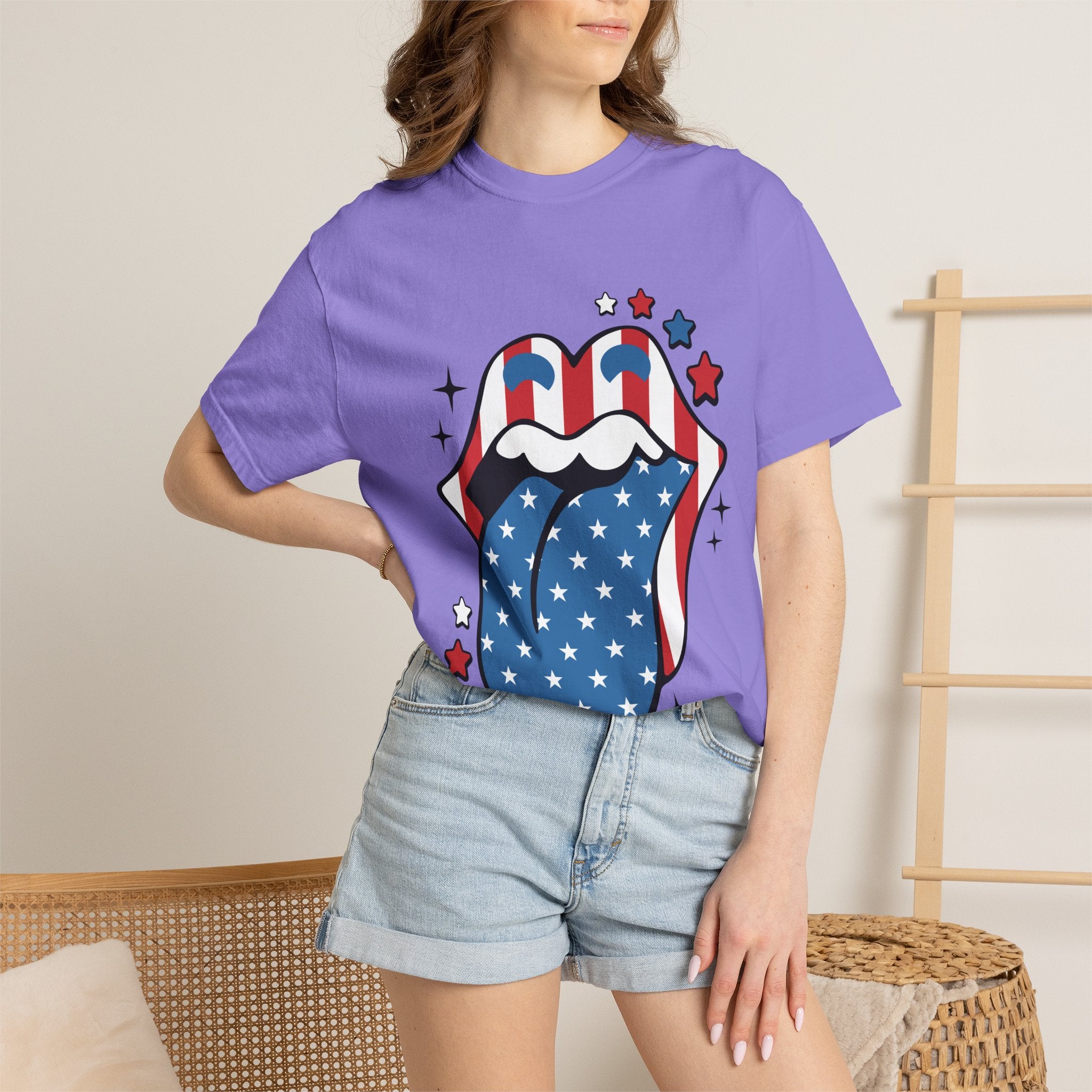 American Flag Rock Tongue T-Shirt