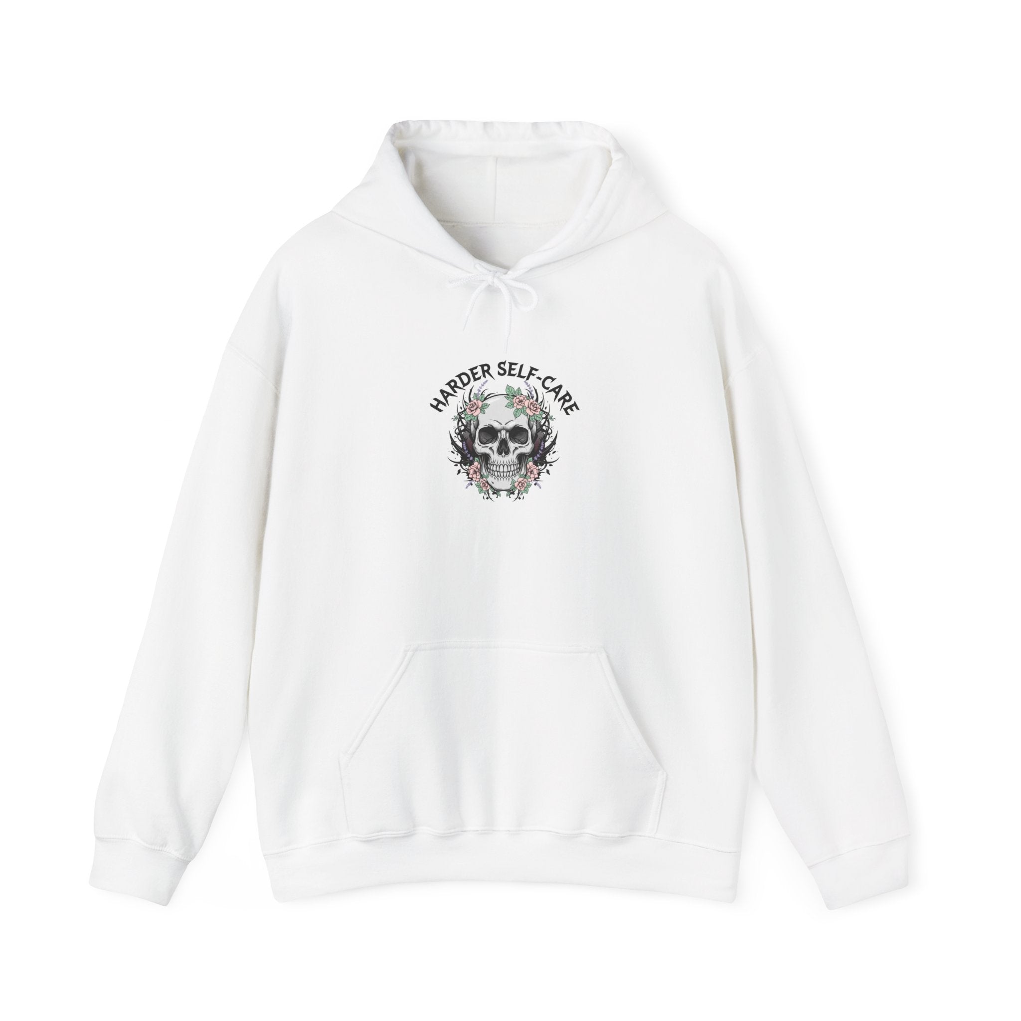 Harder Self-Care Hoodie | metal font shirt, gothic wellness quote