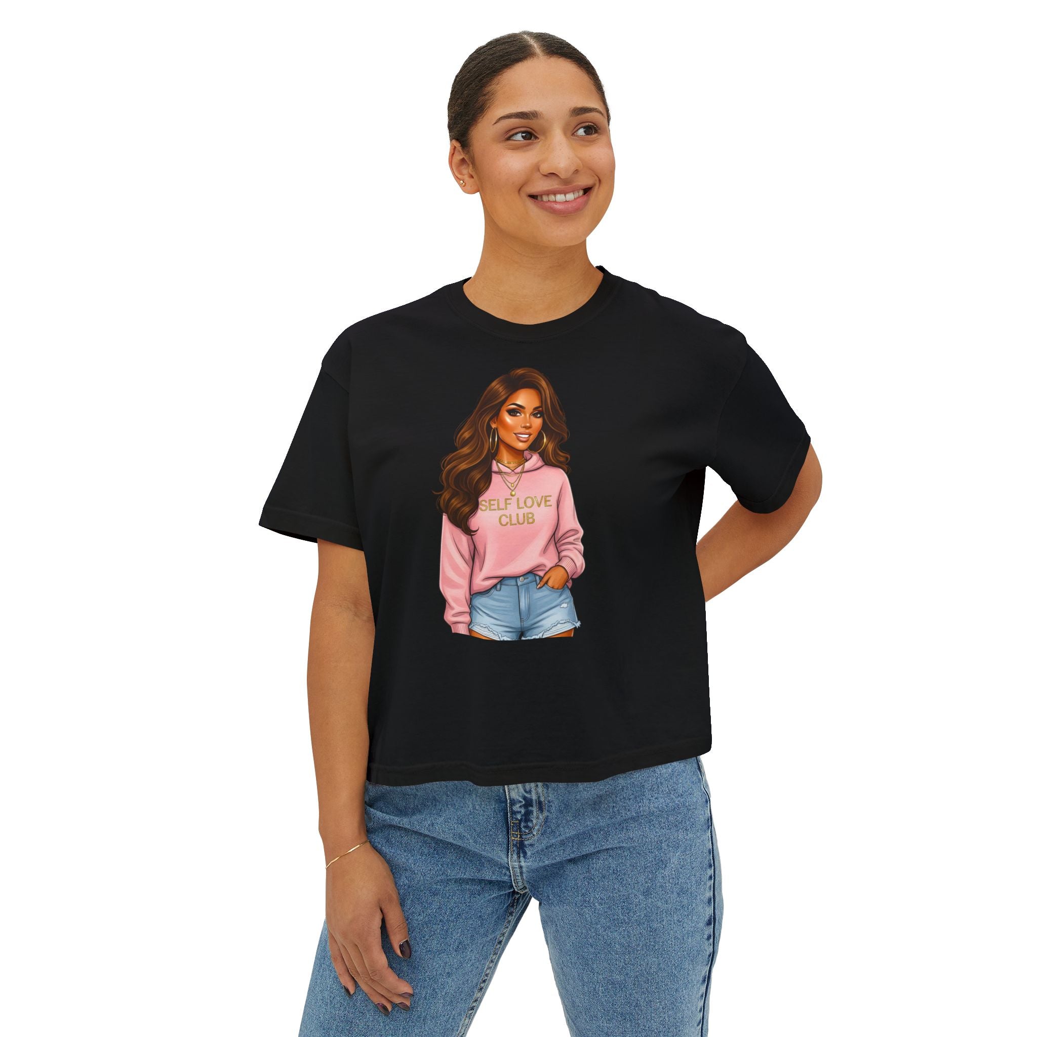 Self Love Club Boxy Tee — Women’s Graphic Cropped T-Shirt