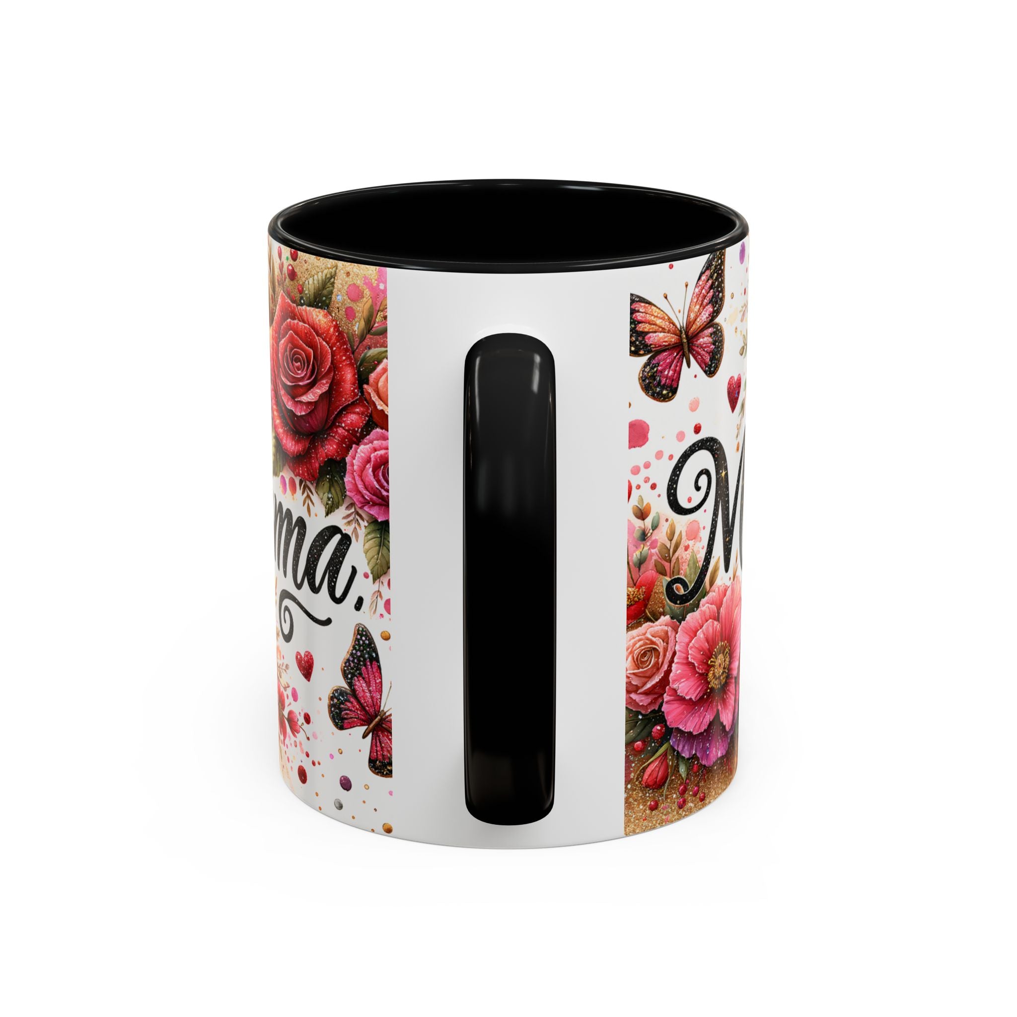Mama Floral Accent Coffee Mug — Pink Roses & Butterflies (11/15oz)