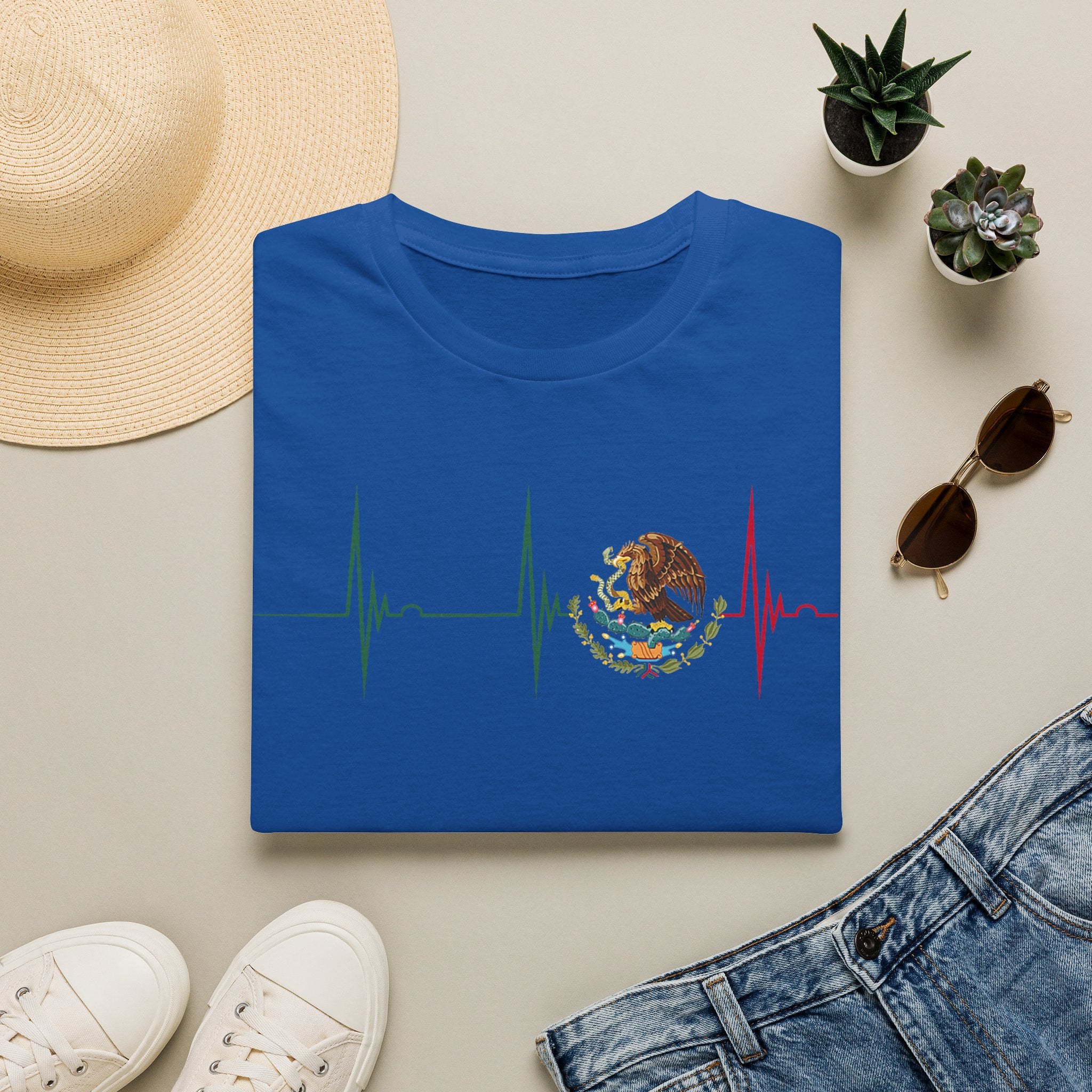 Mexican Heartbeat T-Shirt — Mexican Flag Eagle ECG Graphic Tee