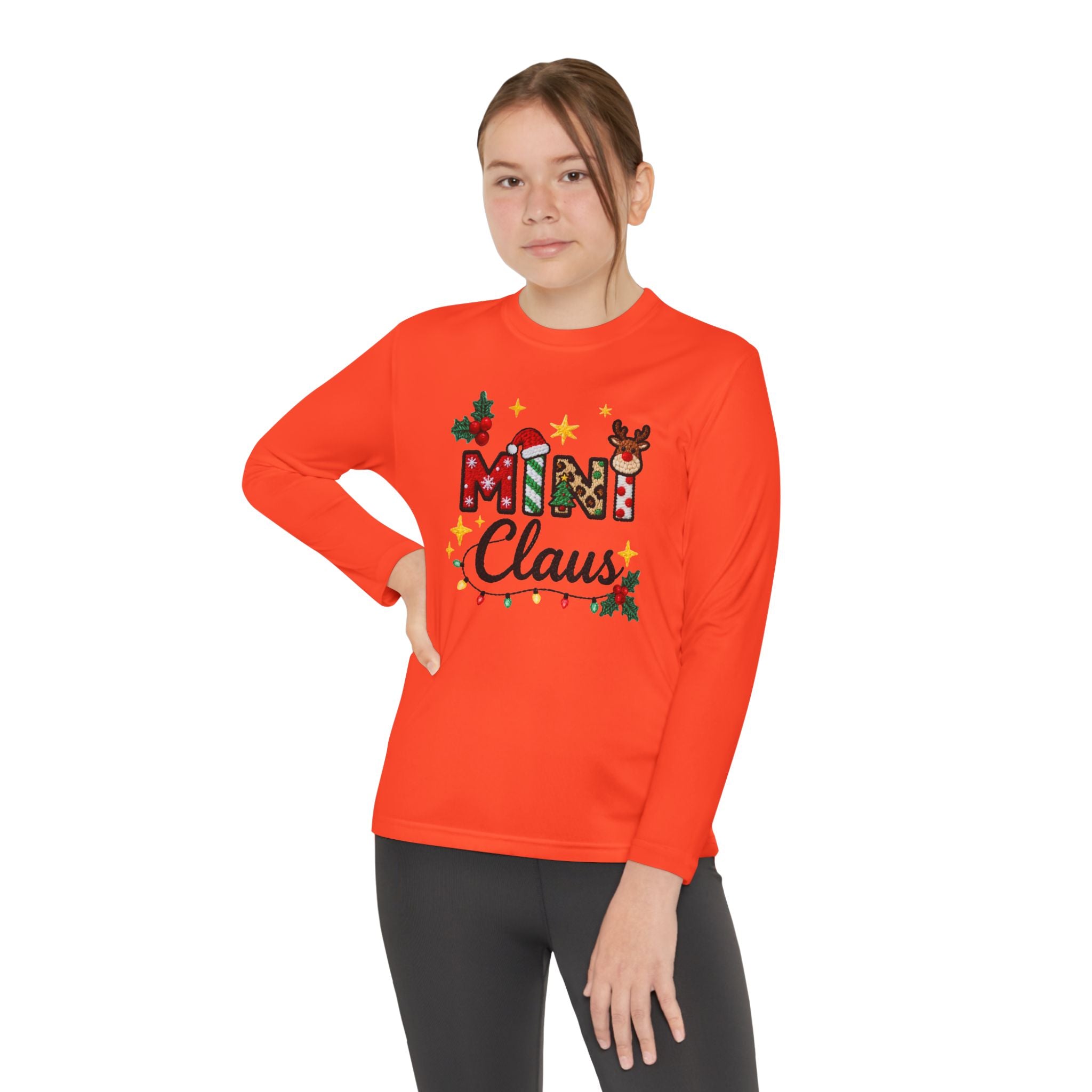 Mini Claus Youth Long Sleeve Tee — Cute Kids Christmas Holiday Shirt