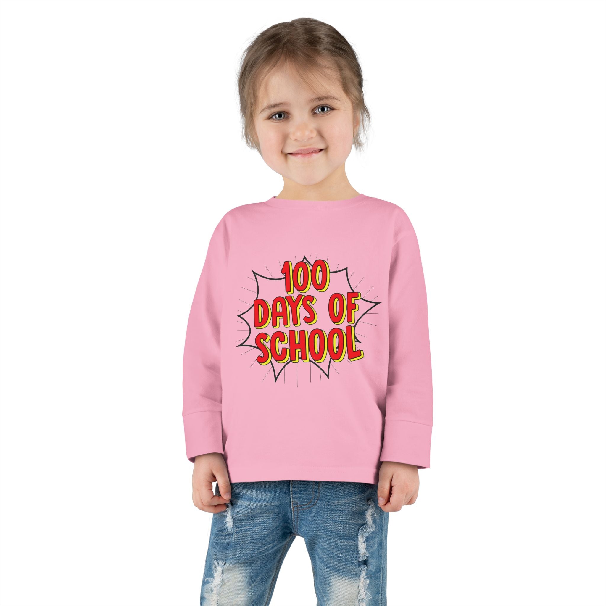 Toddler Long Sleeve Tee: "100 Days of School" Celebration Shirt