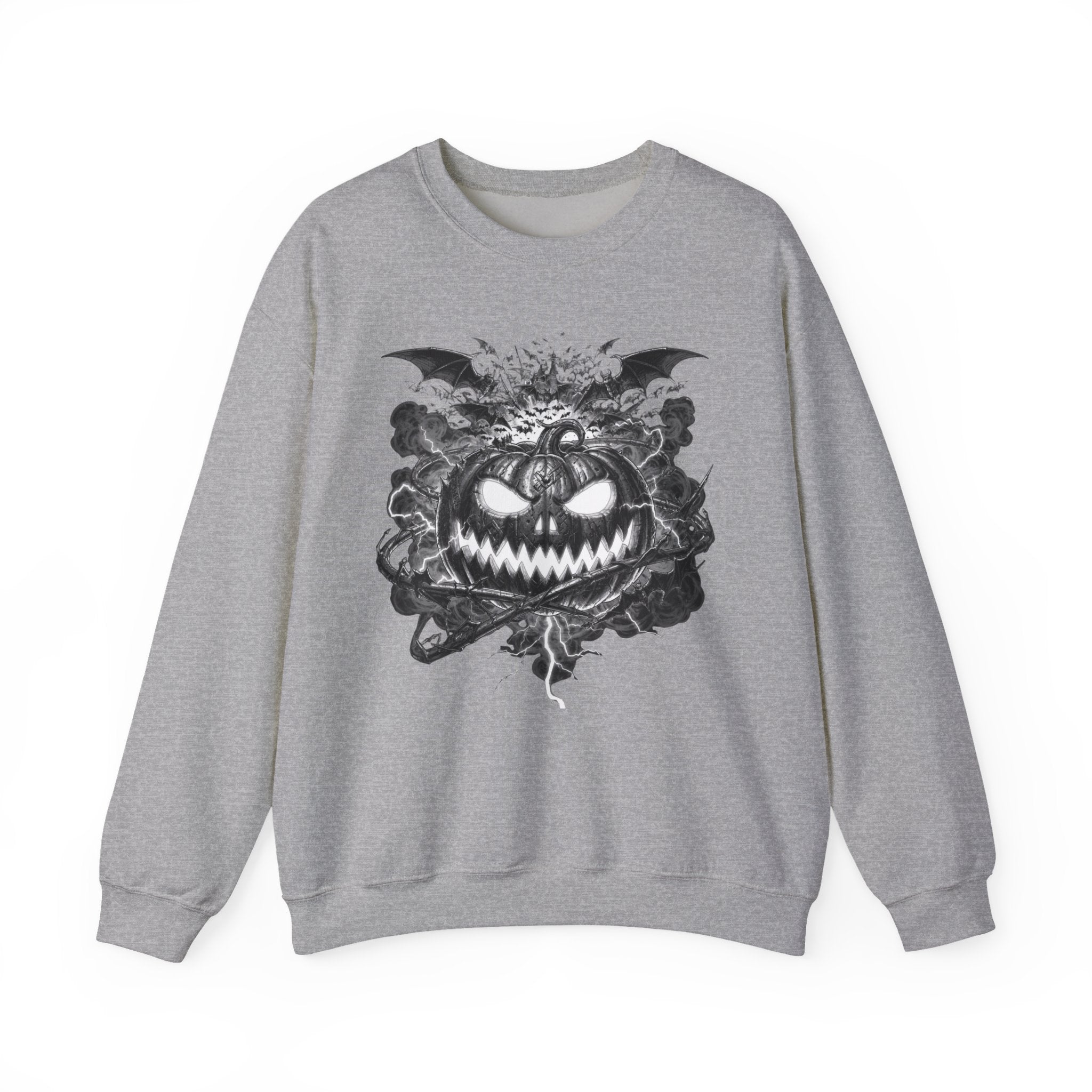 Halloween Pumpkin Crewneck Sweatshirt — Spooky Jack-o'-Lantern Graphic