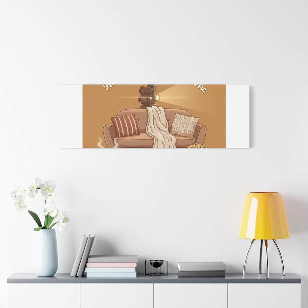 Home Is Where the Movies Are Canvas | cozy night art, home cinema decor