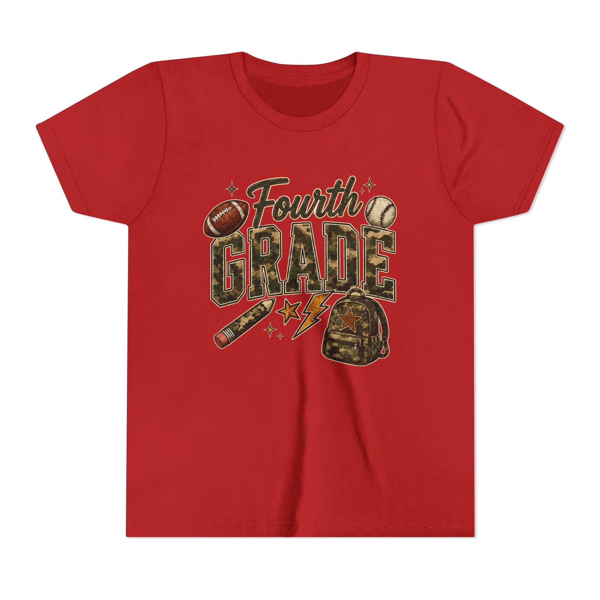 Fourth Grade Kids' T-Shirt – Back-to-School Sports & Backpack Design