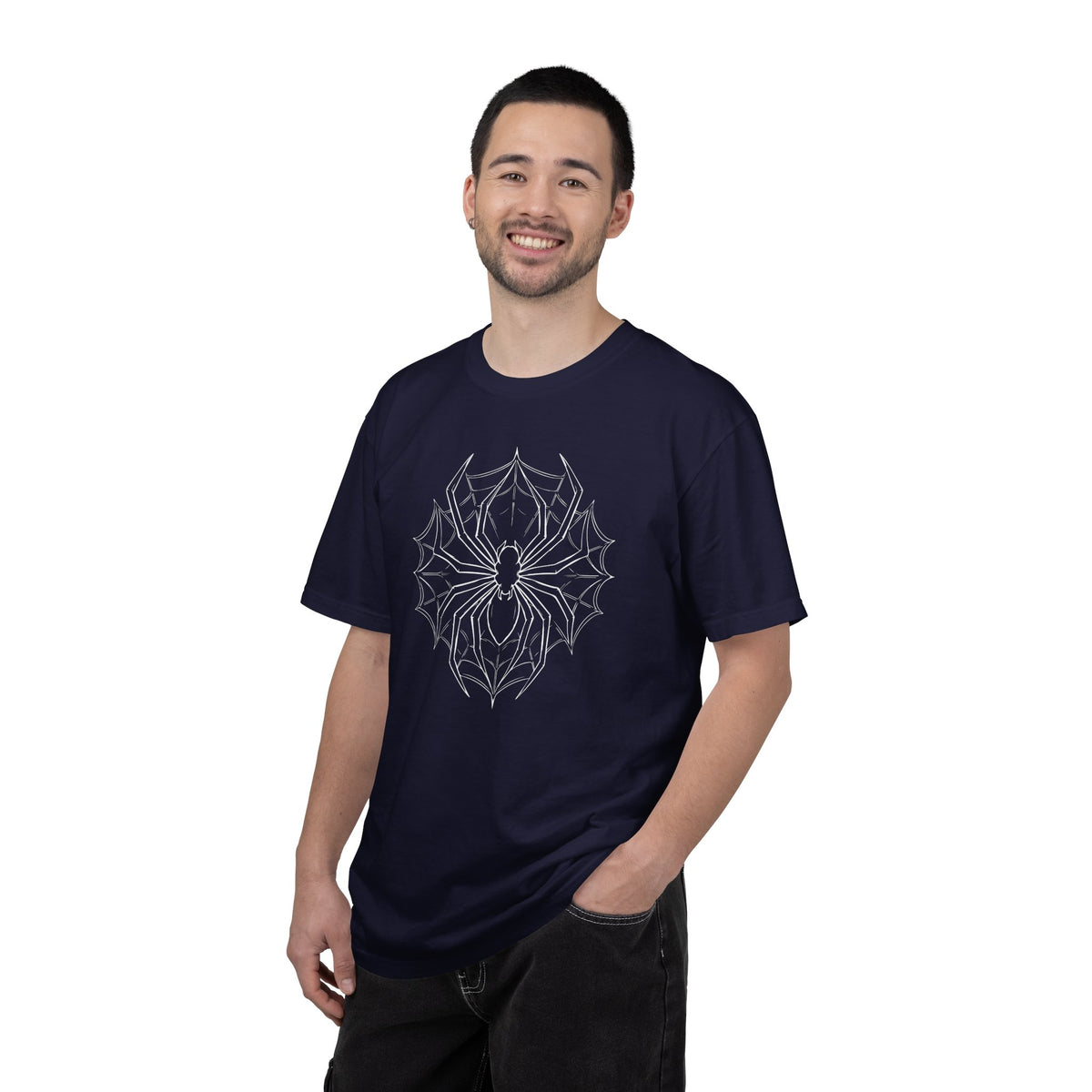 Spider Web Graphic T-Shirt — Vintage Gothic Arachnid Back Print
