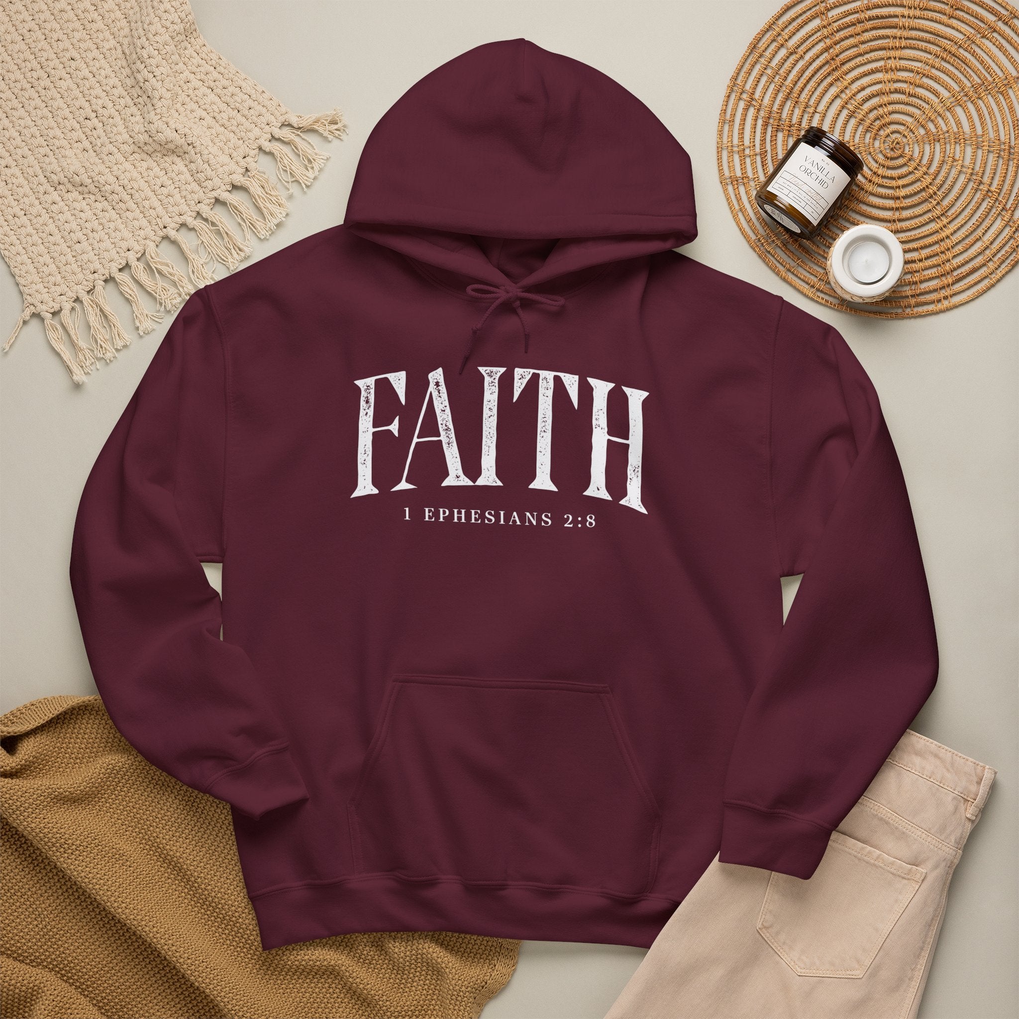 Faith Hoodie - Ephesians 2:8 Inspirational Christian Sweatshirt