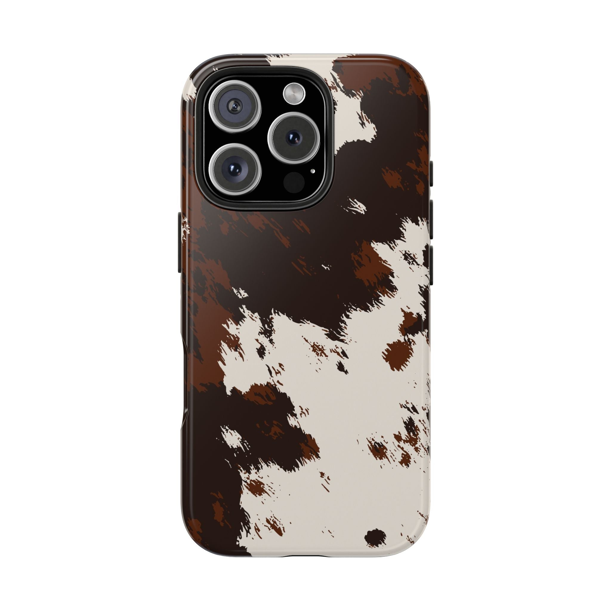 Cowhide Print Tough Phone Case — Brown & White Western Rugged Protection