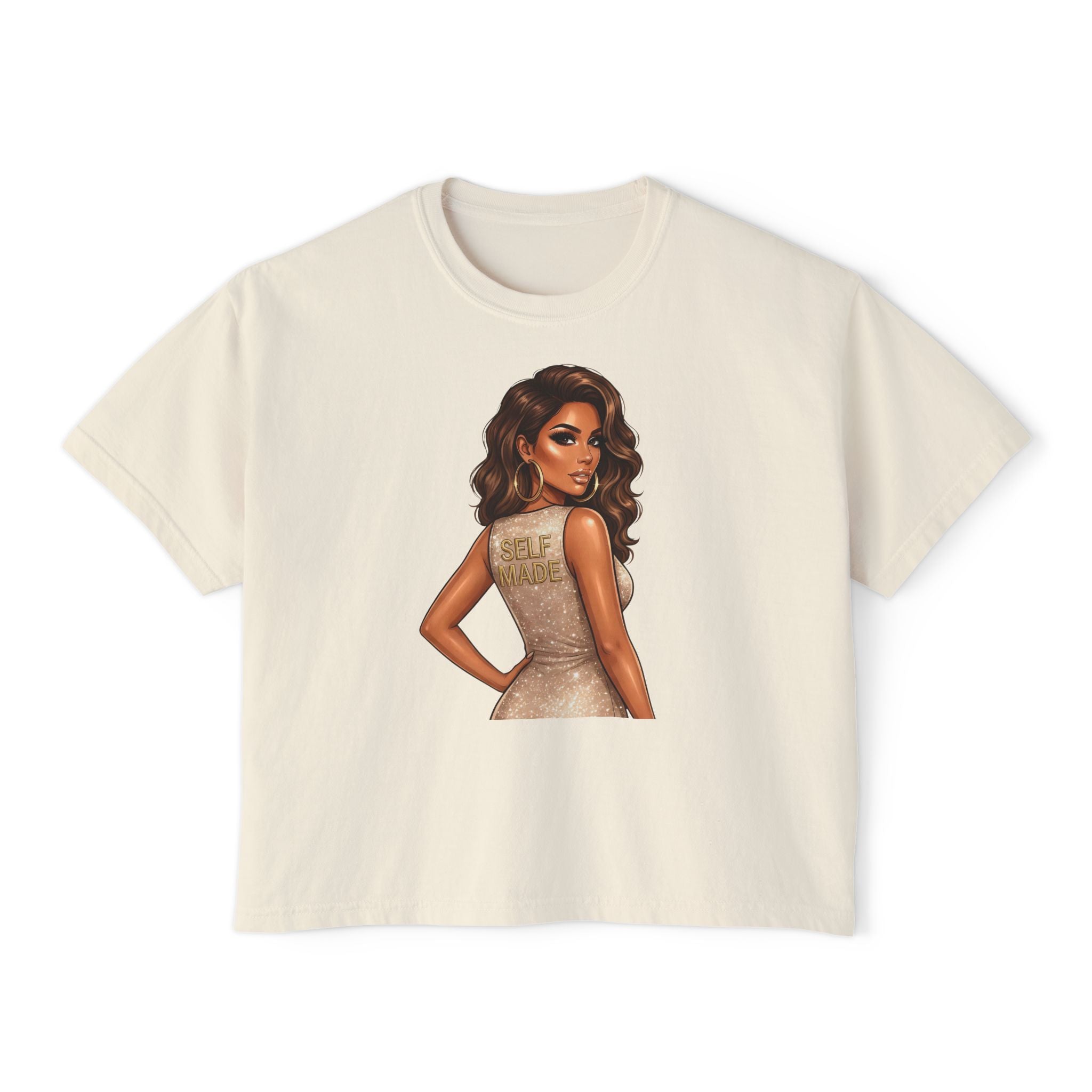 Boxy Tee — Glam Girl Illustration Graphic T-Shirt
