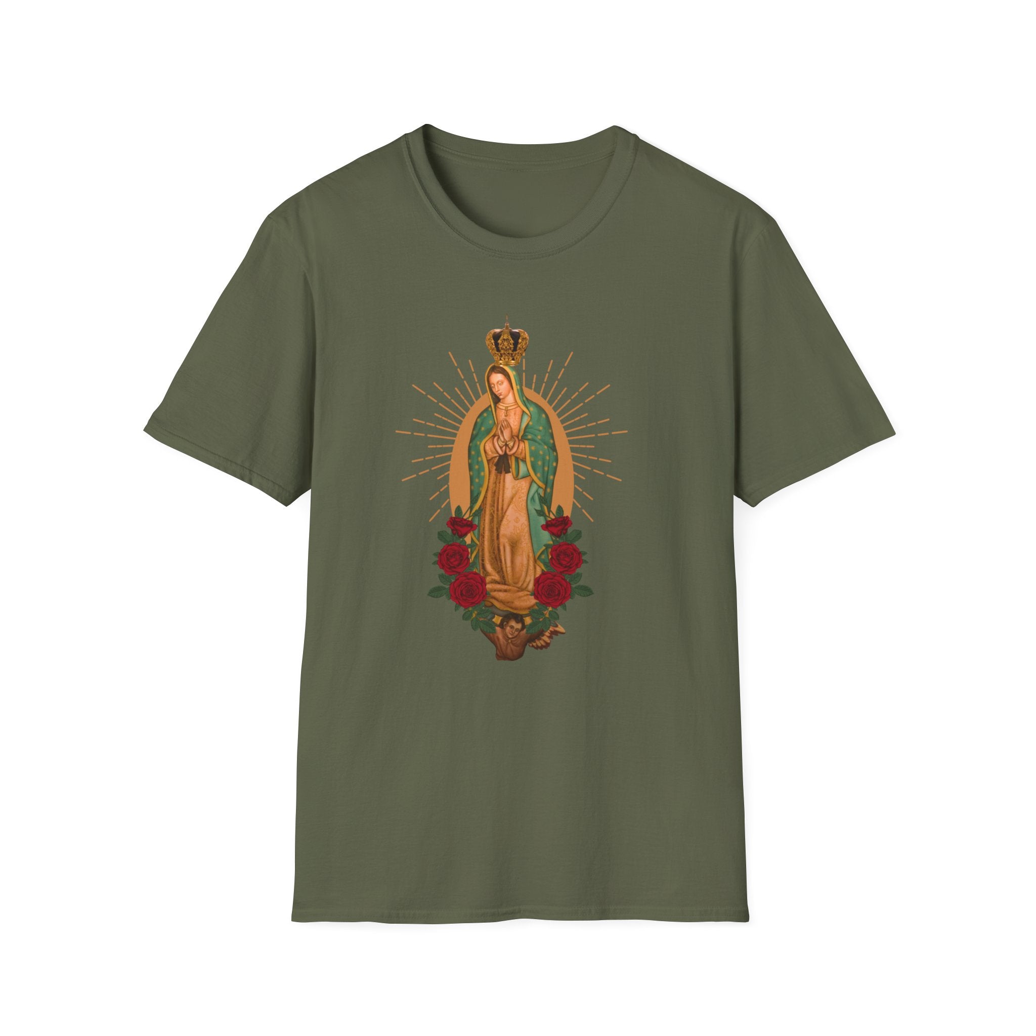Our Lady of Guadalupe illustration T-Shirt | Virgin Mary, roses, devotional art
