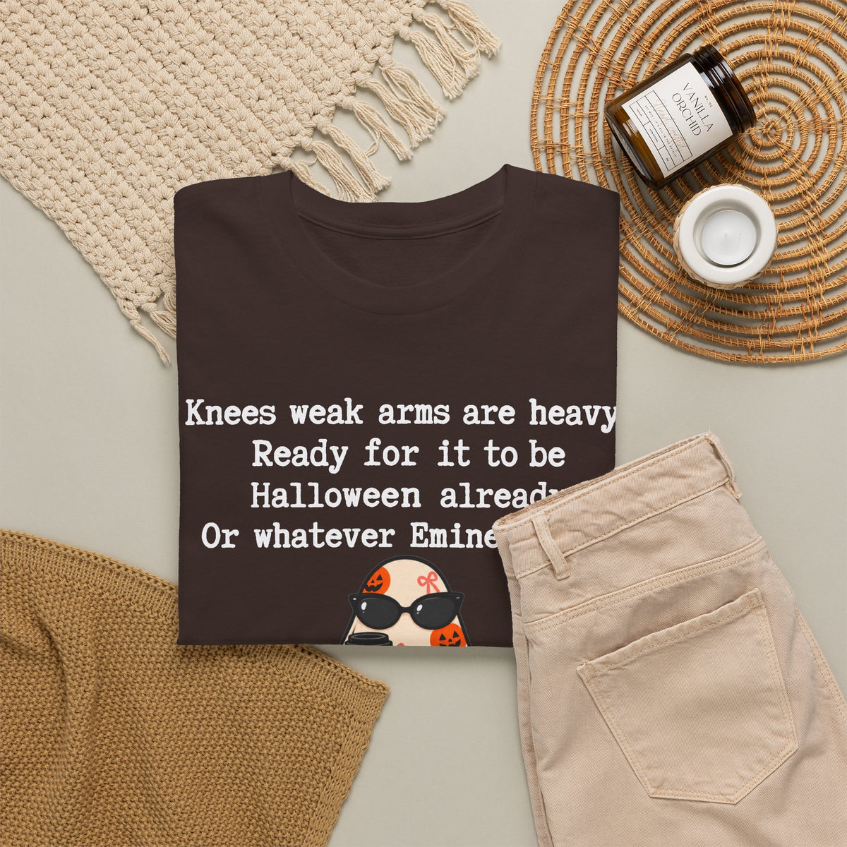 Funny Halloween Ghost T‑Shirt – "Knees Weak Arms Are Heavy" Pumpkin Ghost Tee
