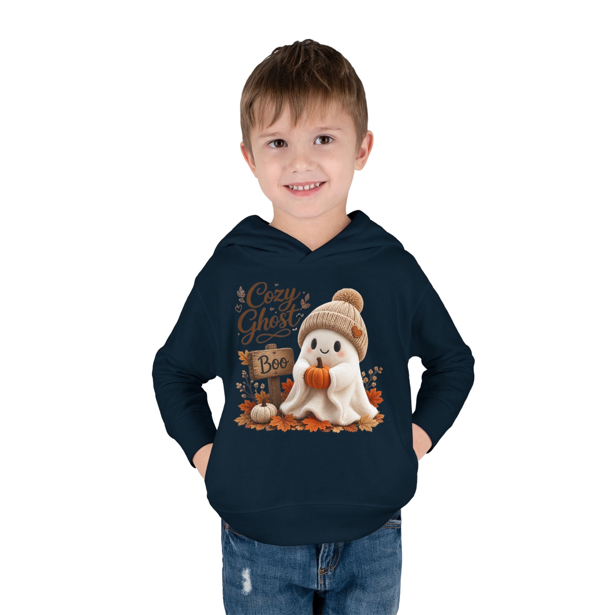 Toddler Hoodie – 'Cozy Ghost' Fall Halloween Pullover