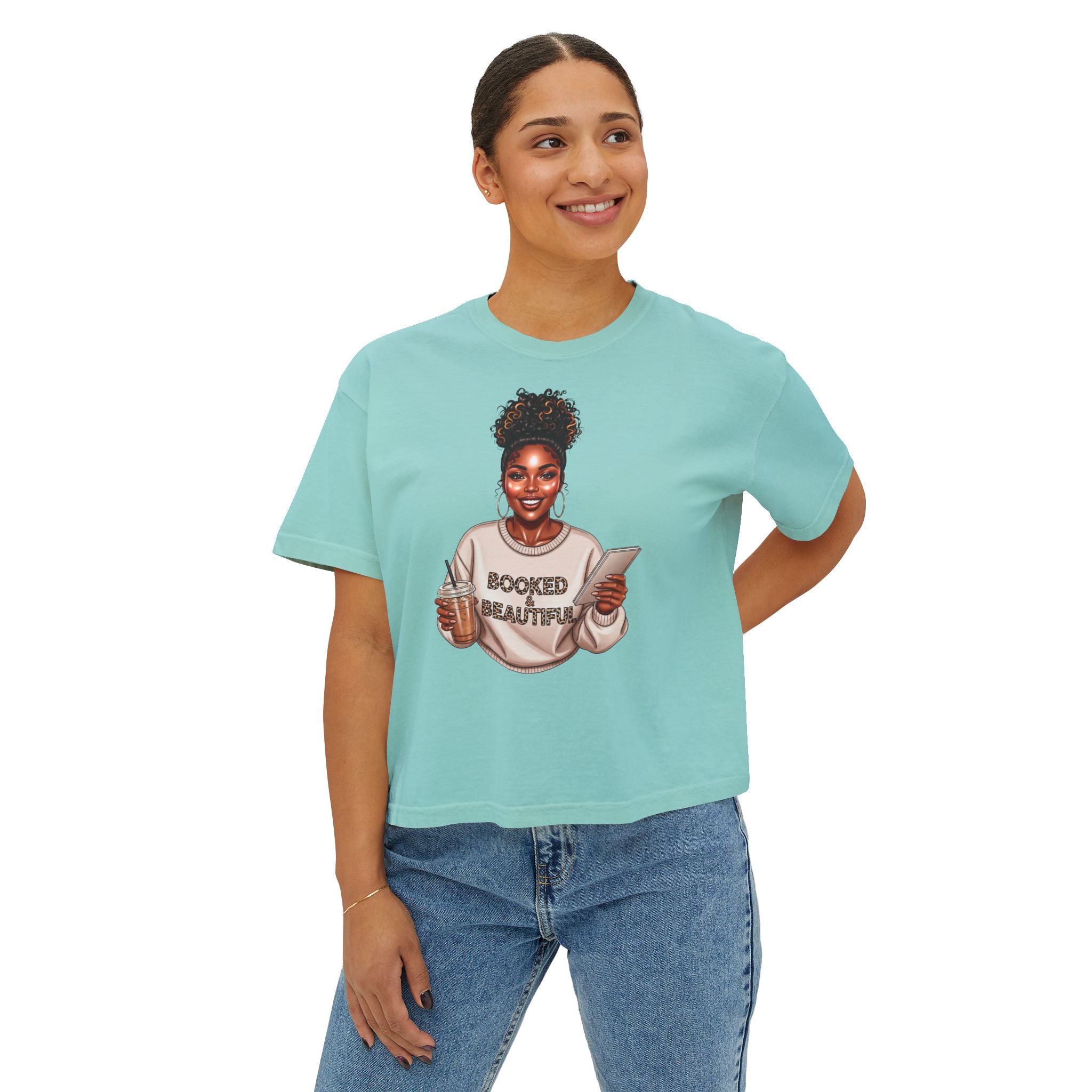 Booked & Beautiful Women's Boxy Tee — Empowering Black Girl Magic Graphic Shirt