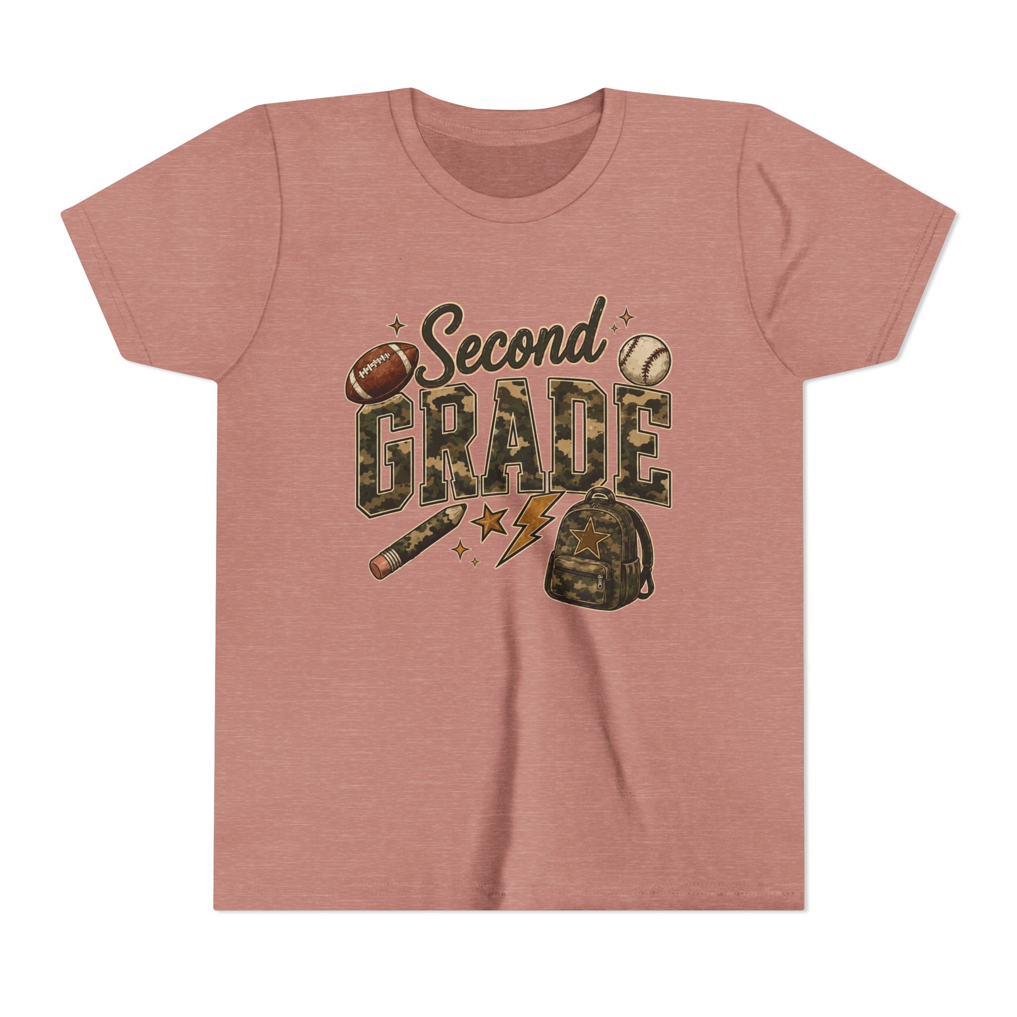 Second Grade Youth Tee — Back-to-School Sports & Backpack Design