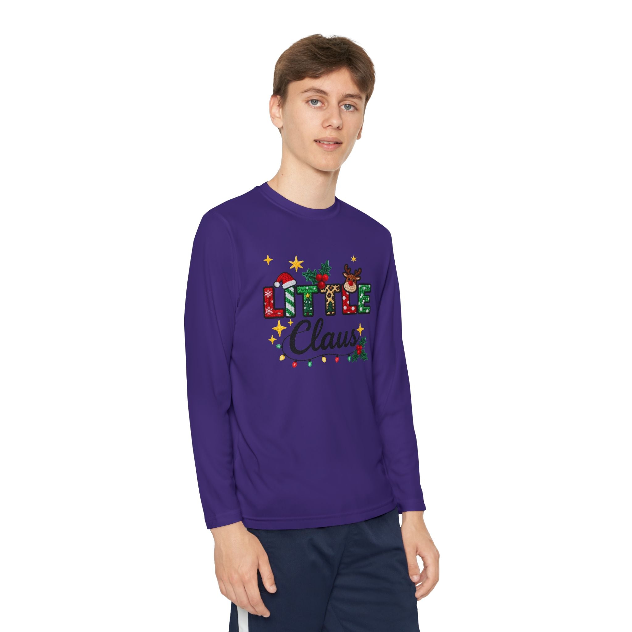 Youth Long Sleeve Tee - "Little Claus" Christmas Kids Shirt