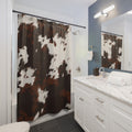 Cowhide Pattern Shower Curtain — Rustic Brown & White Bathroom Decor