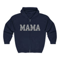 Mama Glitter Zip Hoodie — ‘MAMA’ Sparkle Full-Zip Sweatshirt for Moms