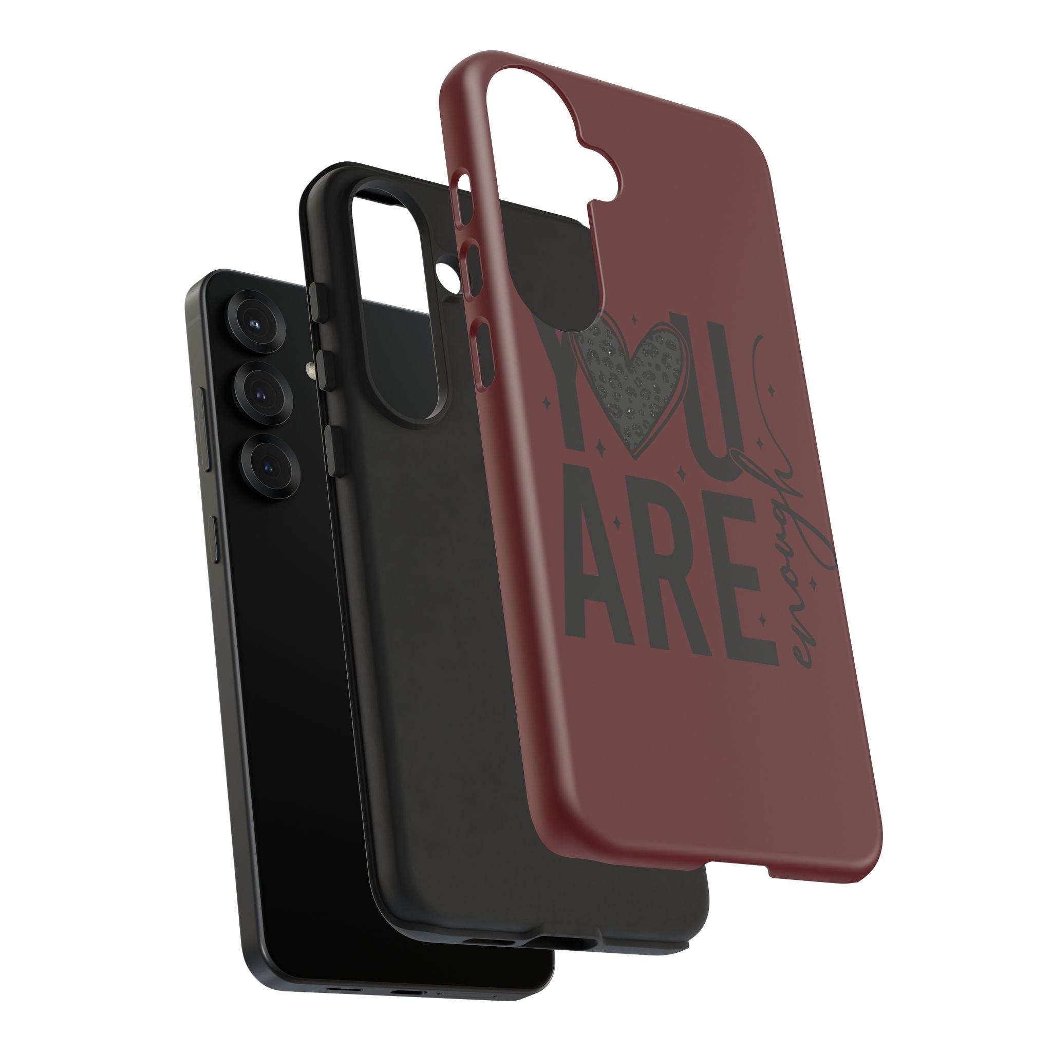 You Are Enough Phone Case — Inspirational Protective iPhone Cover (Maroon)