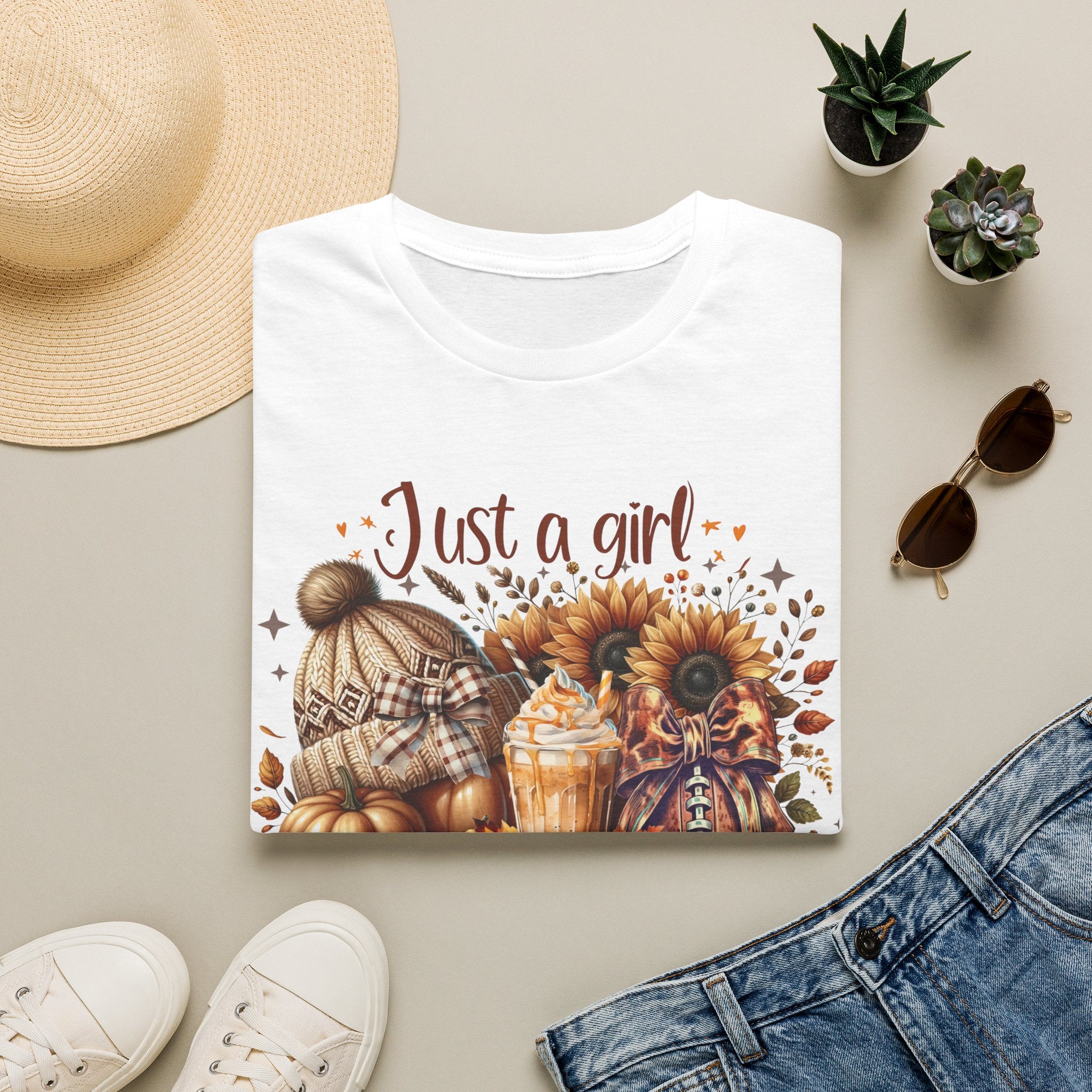 Fall Girl T-Shirt — "Just a girl who loves fall" Pumpkin Sunflower Tee