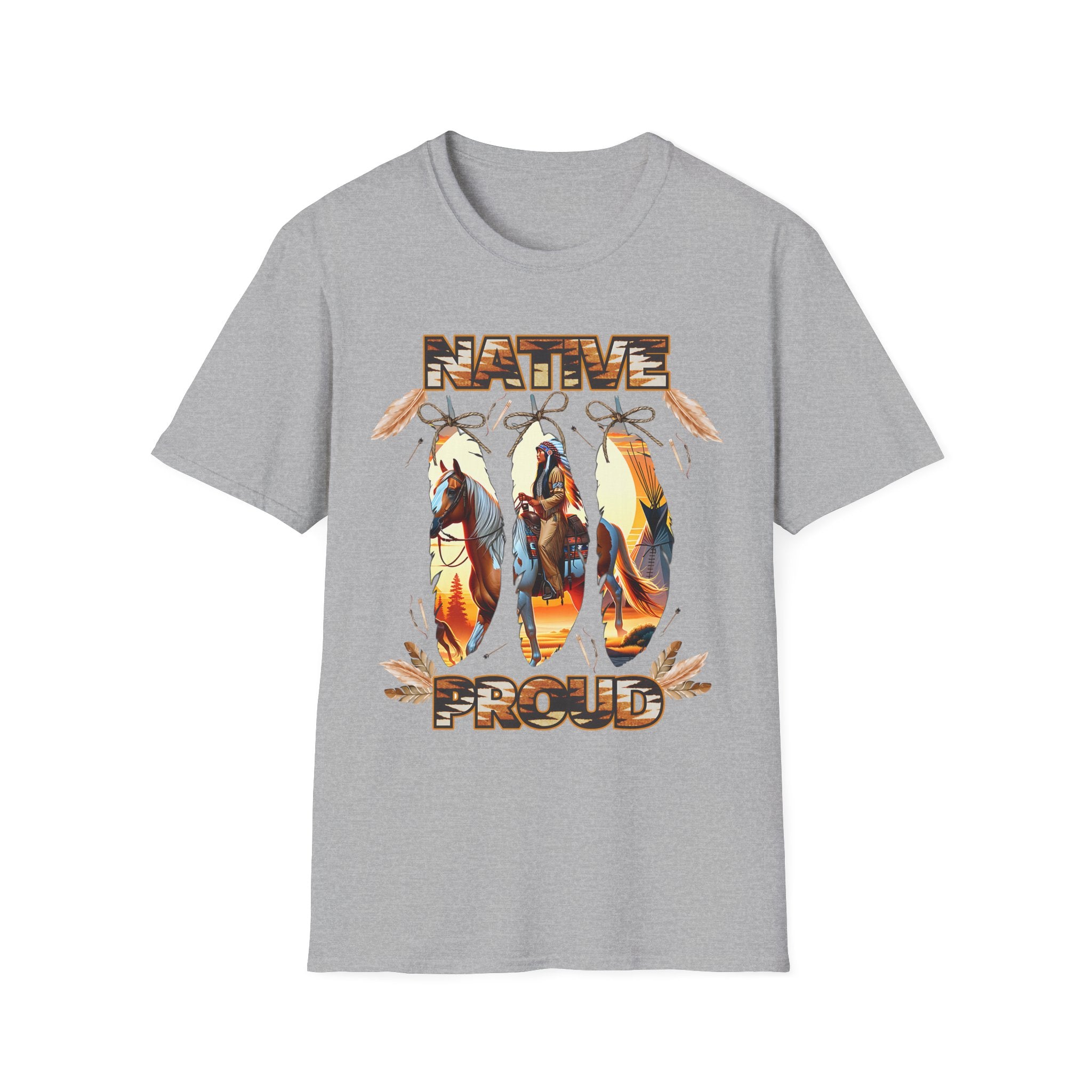 Native Proud T-Shirt — Tribal Feather Graphic Tee