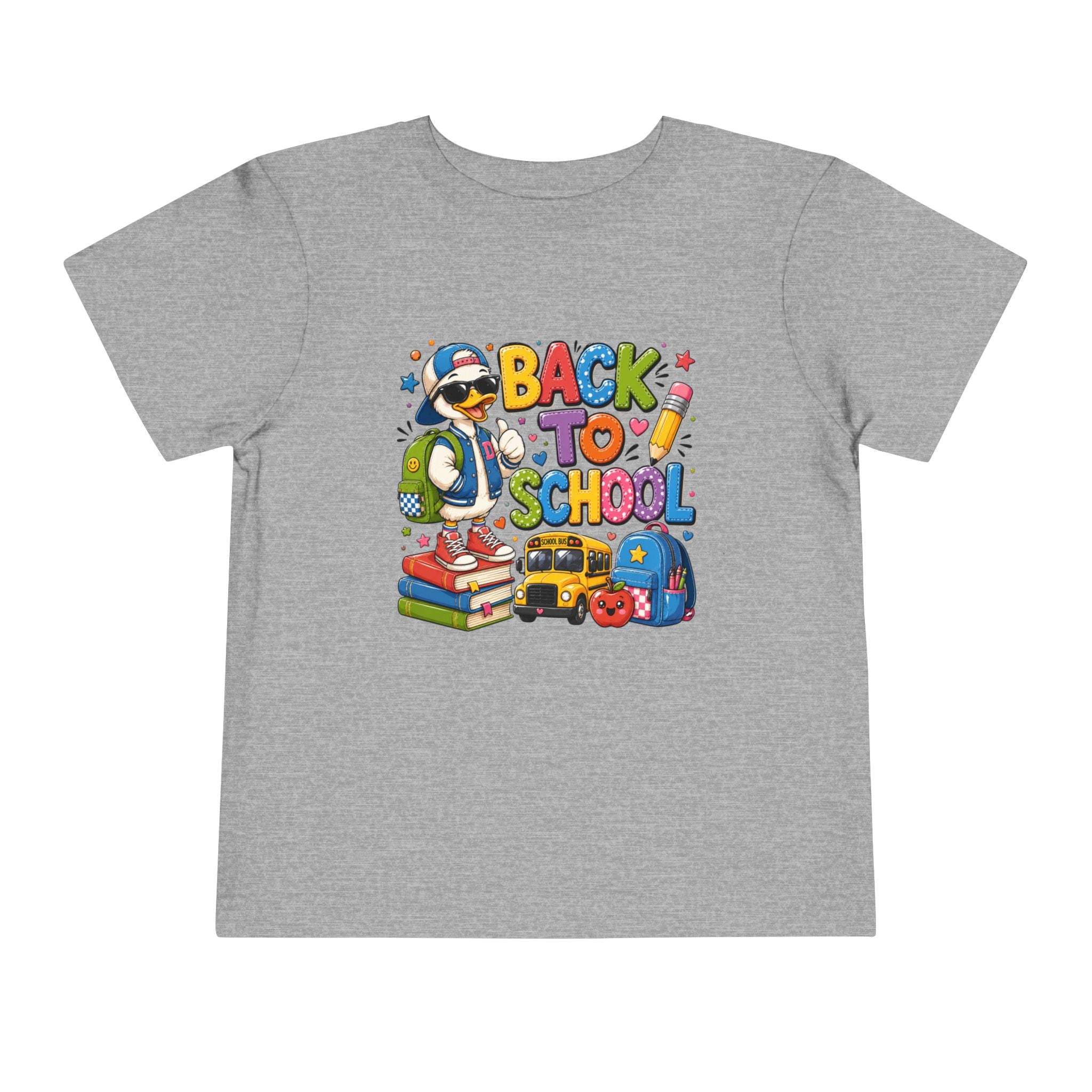 Back to School Toddler Tee — Cute Penguin School Bus Design