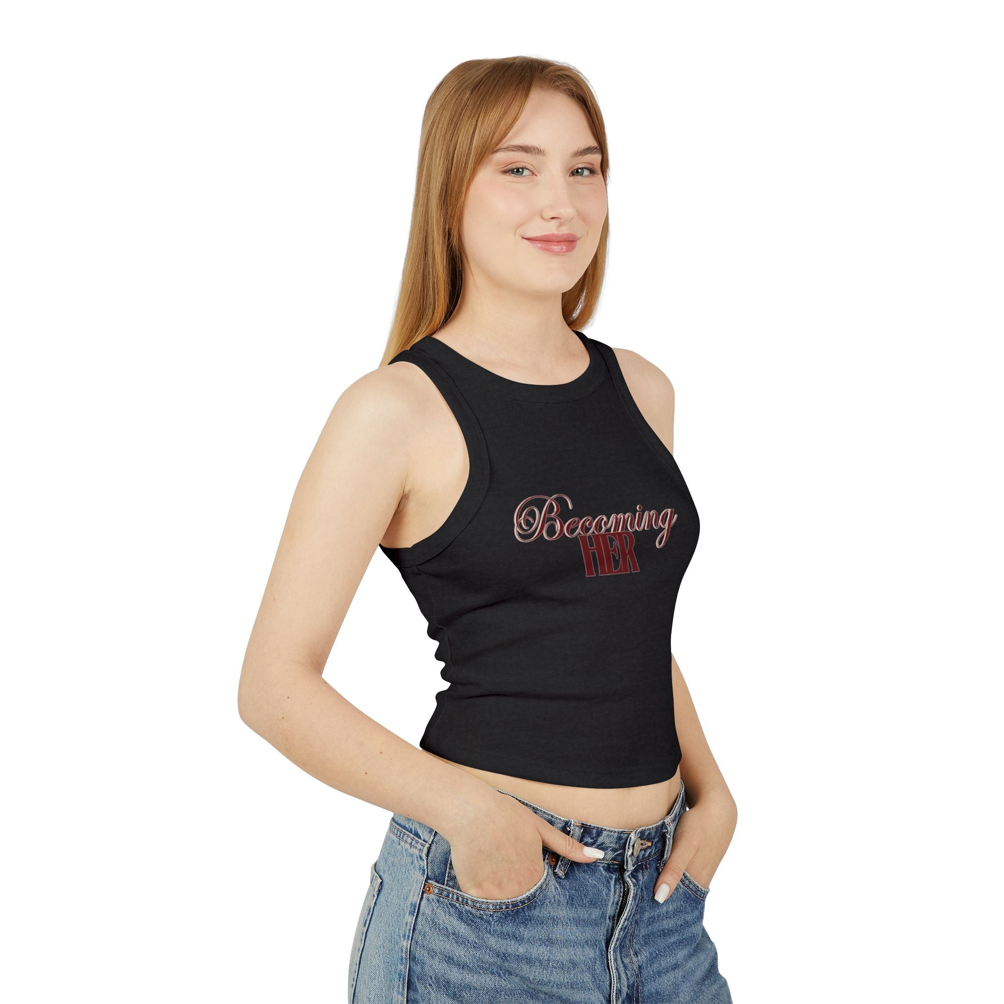 Becoming Her Racer Tank Top — Women's Empowerment Cropped Tank