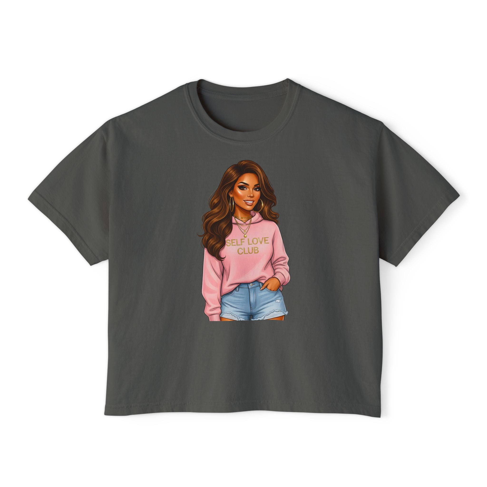 Self Love Club Boxy Tee — Women’s Graphic Cropped T-Shirt