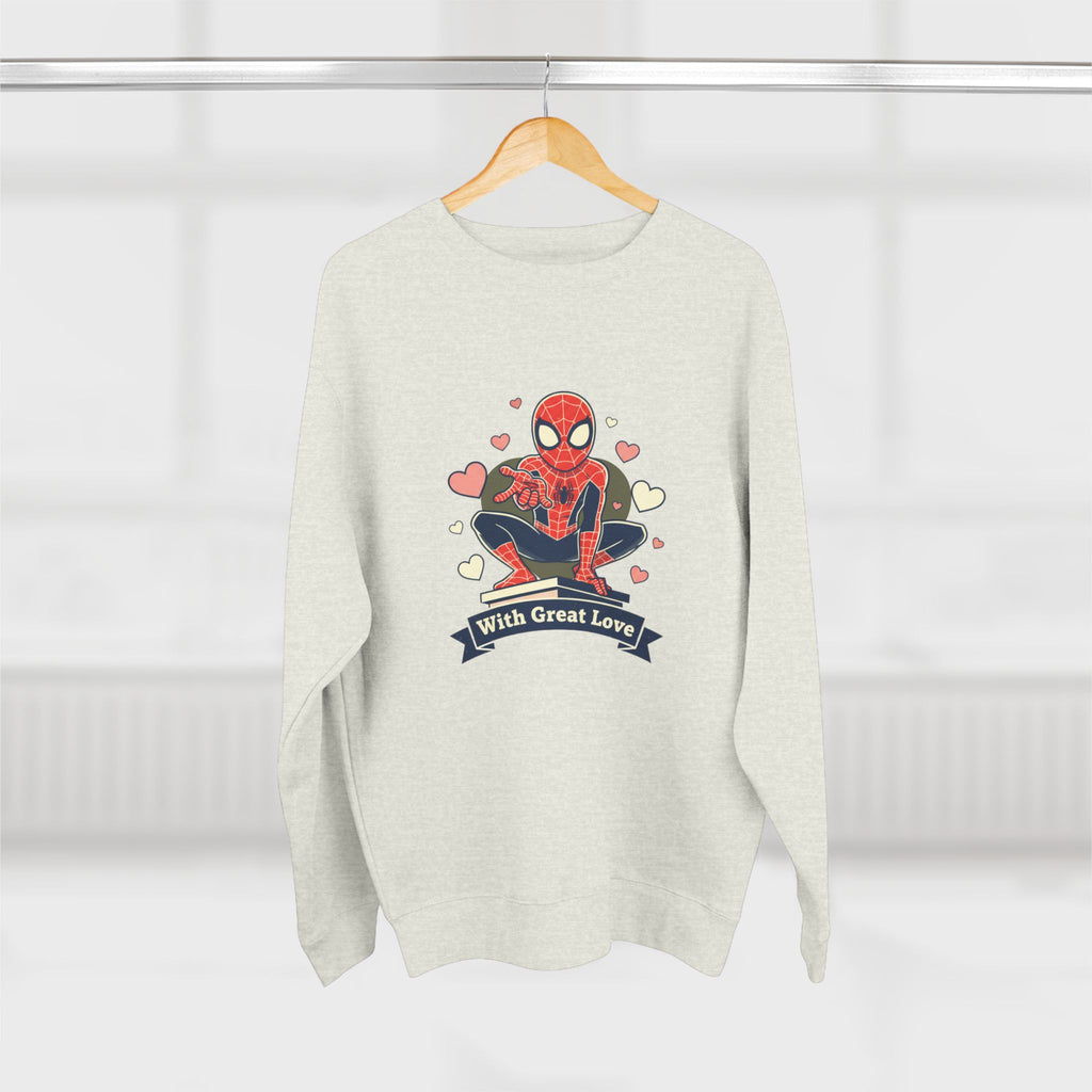 Cute Spider Hero Illustration With Great Love sweatshirt | Crewneck