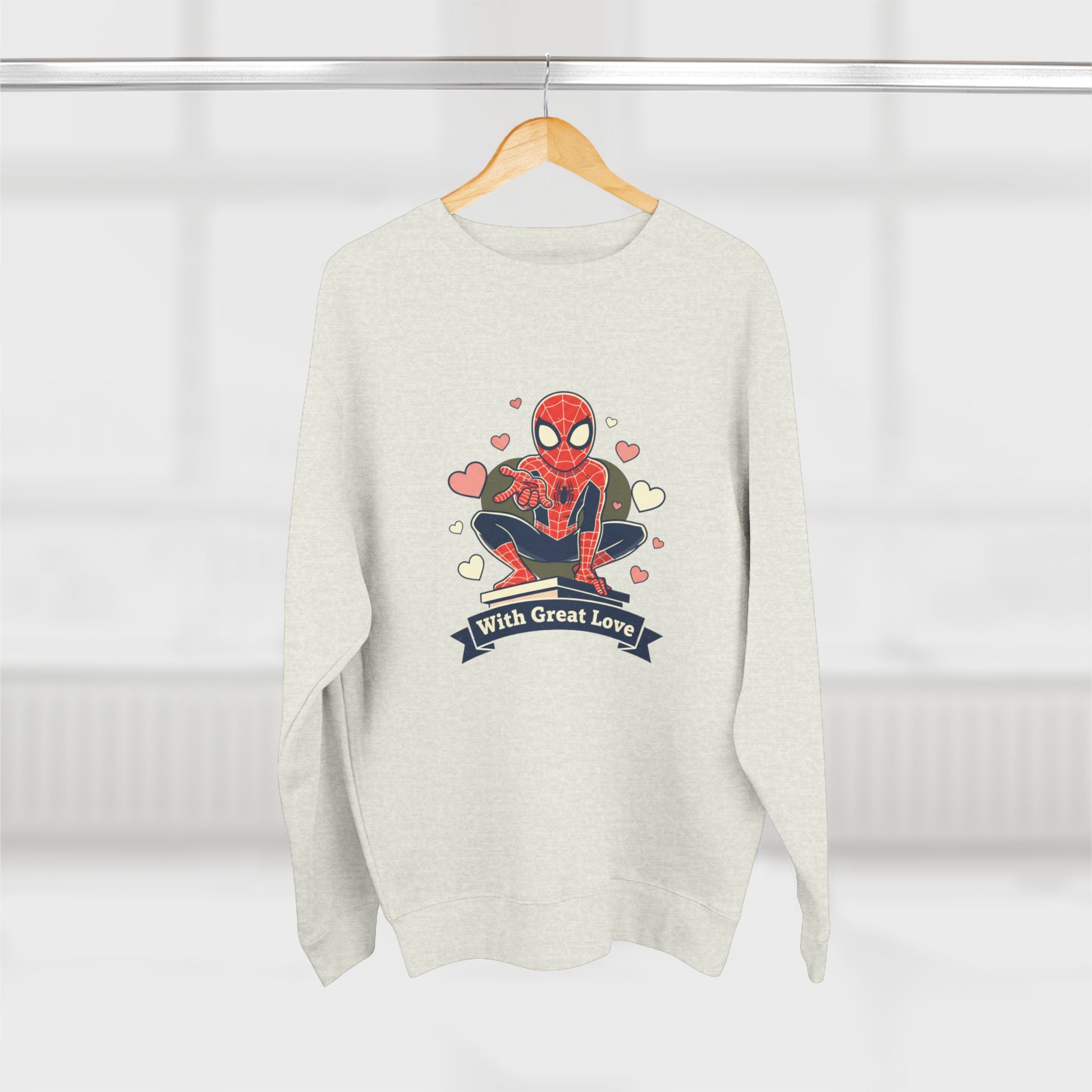 Cute Spider Hero Illustration With Great Love sweatshirt | Crewneck