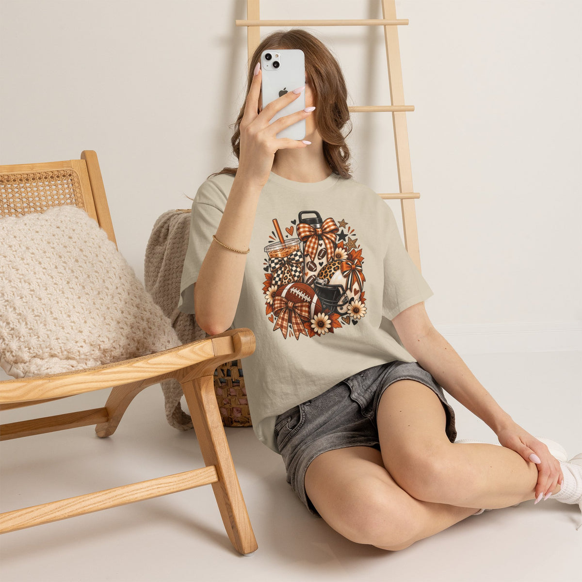 Fall Cozy Coffee T-Shirt — Pumpkin Spice, Plaid Bows & Floral Autumn Graphic Tee