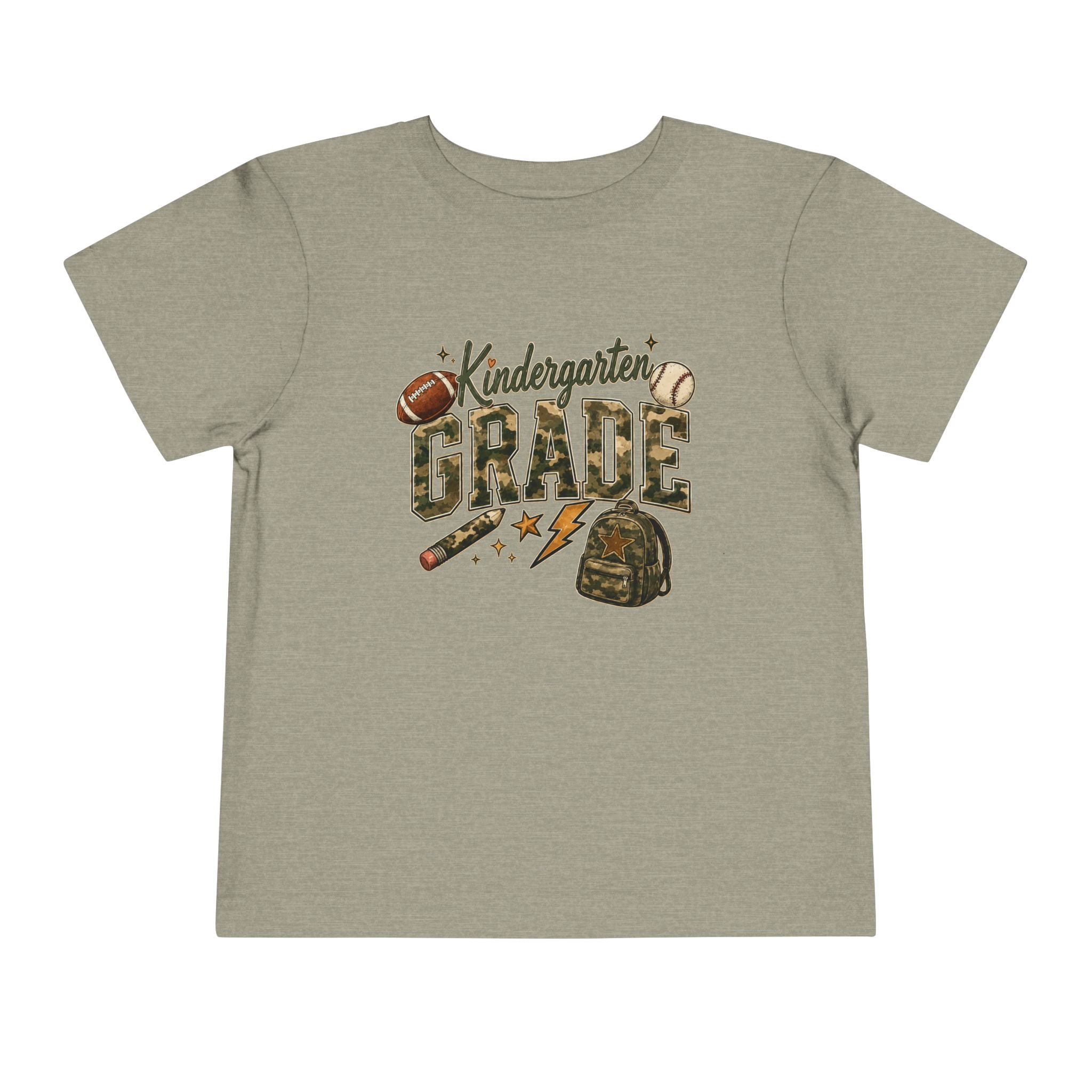 Kindergarten Grade Toddler Tee — Cute Back-to-School Football & Backpack Shirt