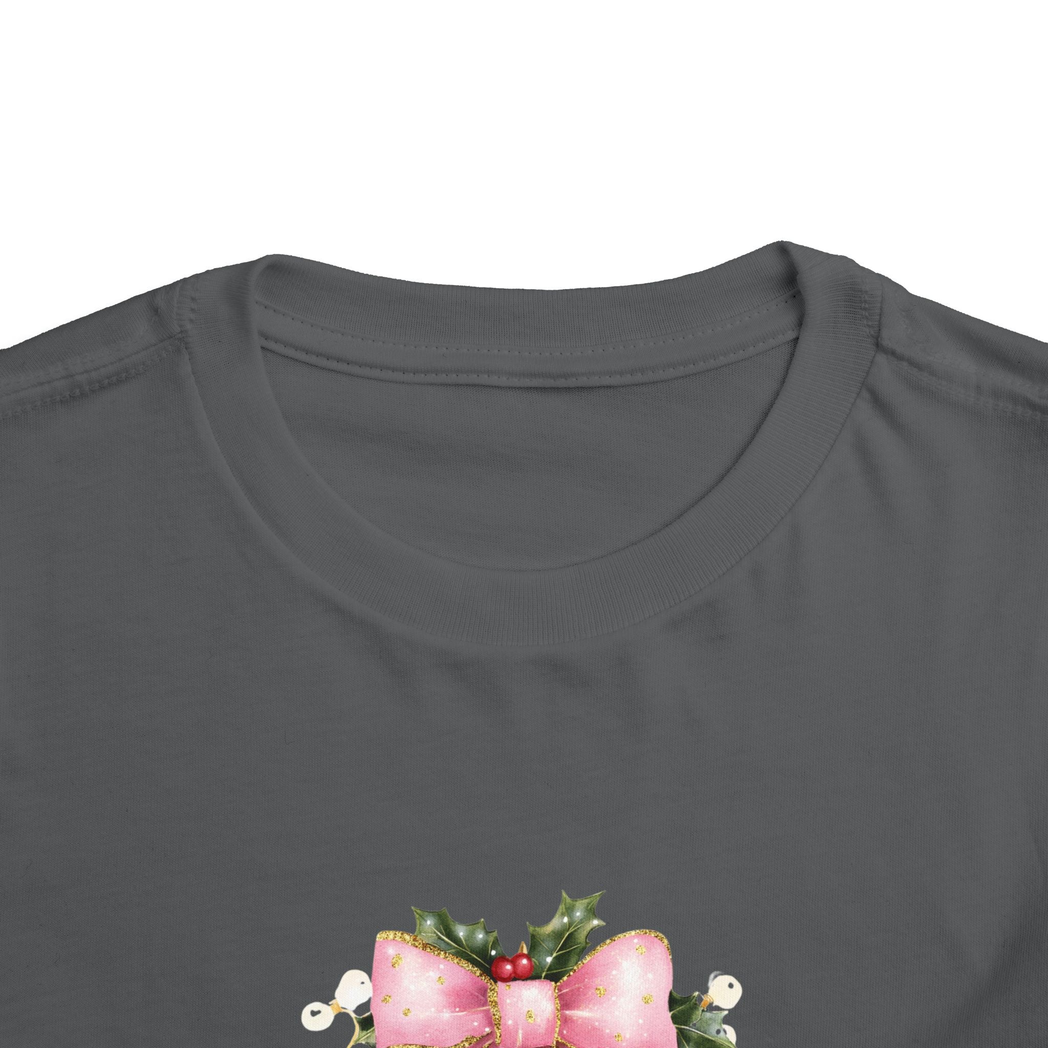Toddler Christmas Tree Tee — Pink Bow Holiday Shirt