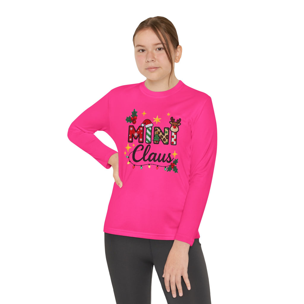 Mini Claus Youth Long Sleeve Tee — Cute Kids Christmas Holiday Shirt