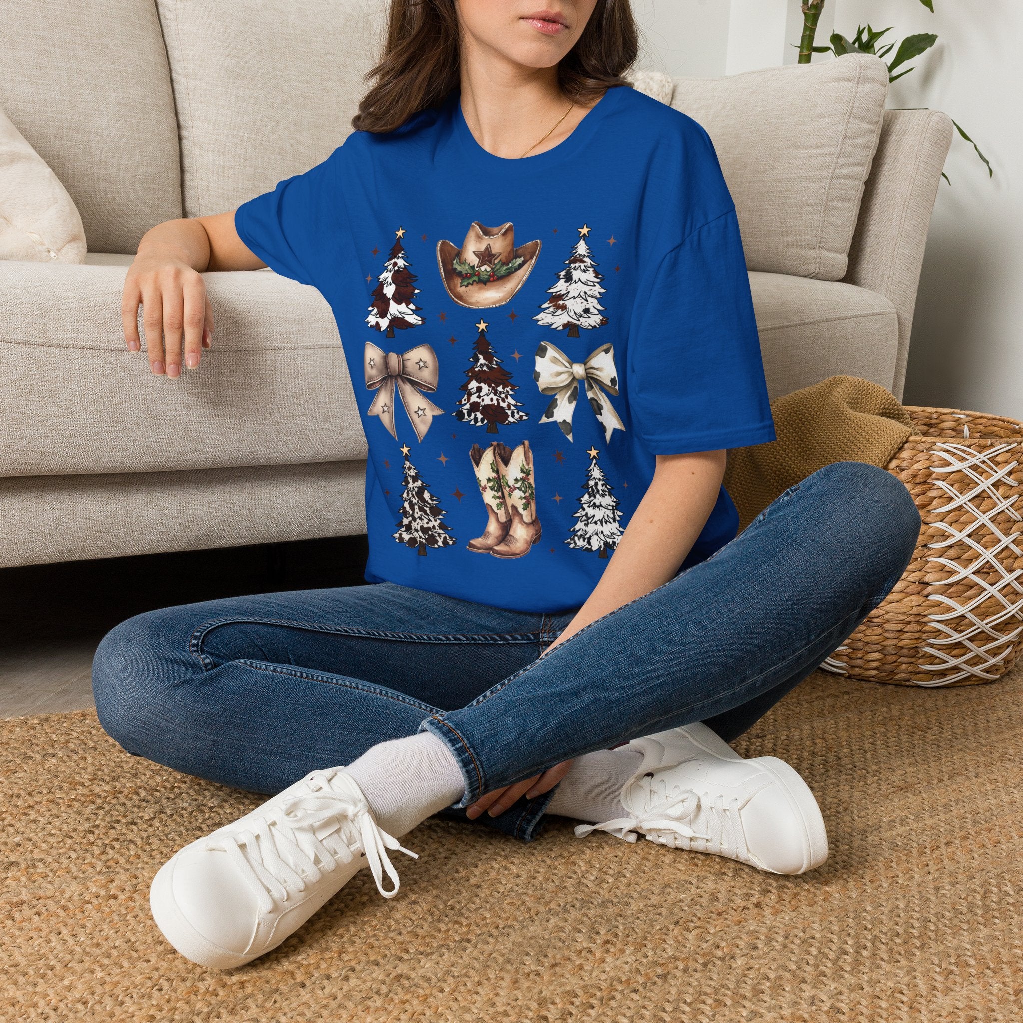Western Christmas Tee — Cowboy Hat & Boots Holiday Shirt