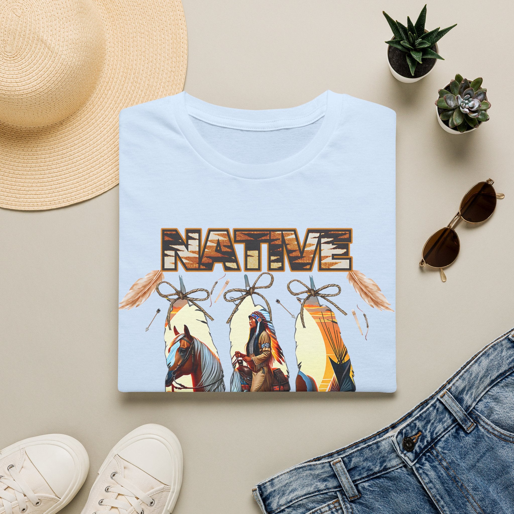 Native Proud T-Shirt — Tribal Feather Graphic Tee