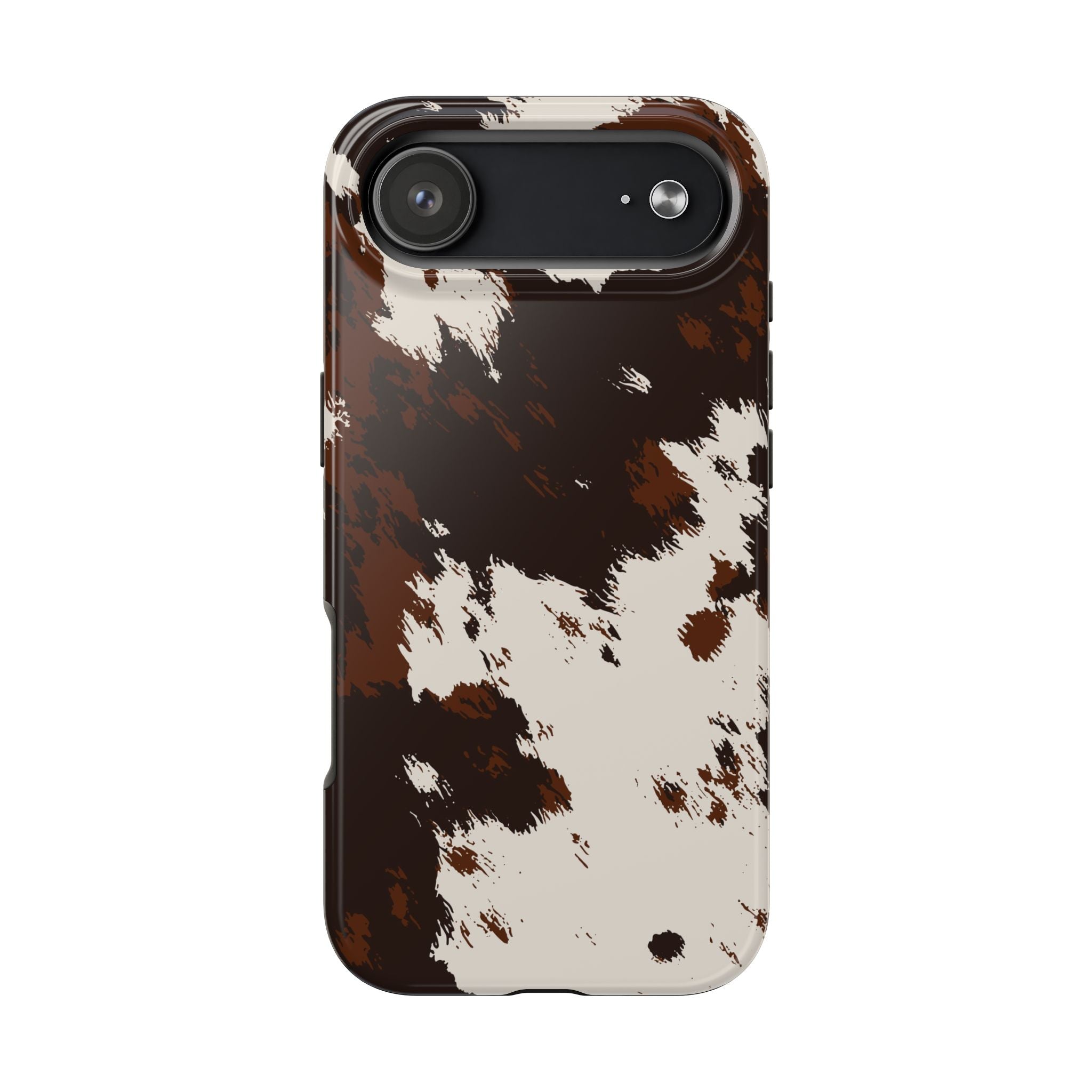 Cowhide Print Tough Phone Case — Brown & White Western Rugged Protection