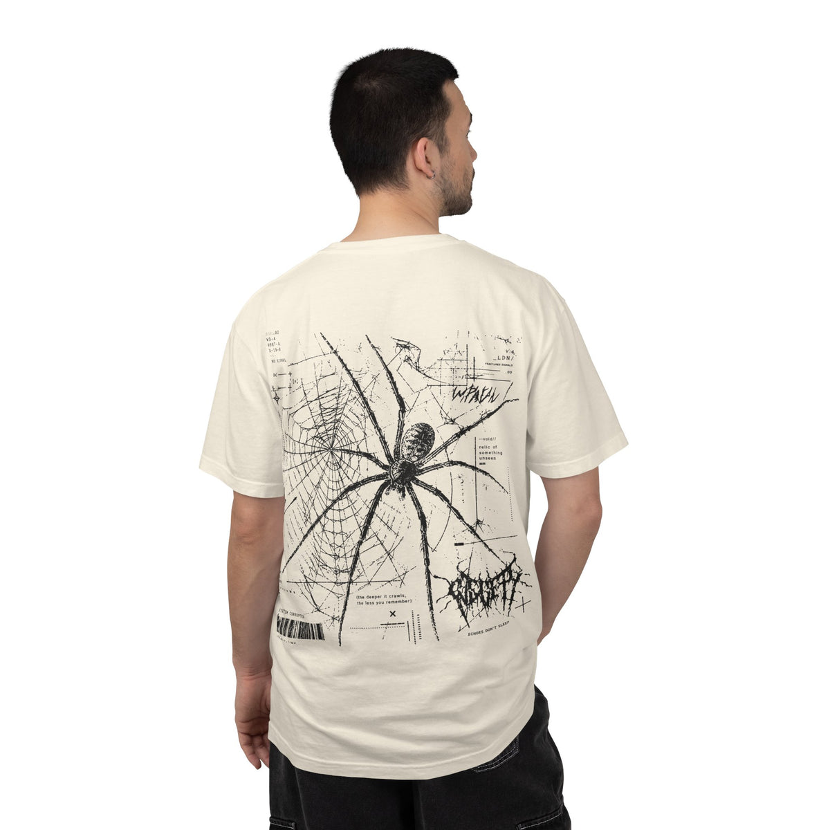 Spider Web Graphic T‑Shirt — Black Line Art Spiderback Tee