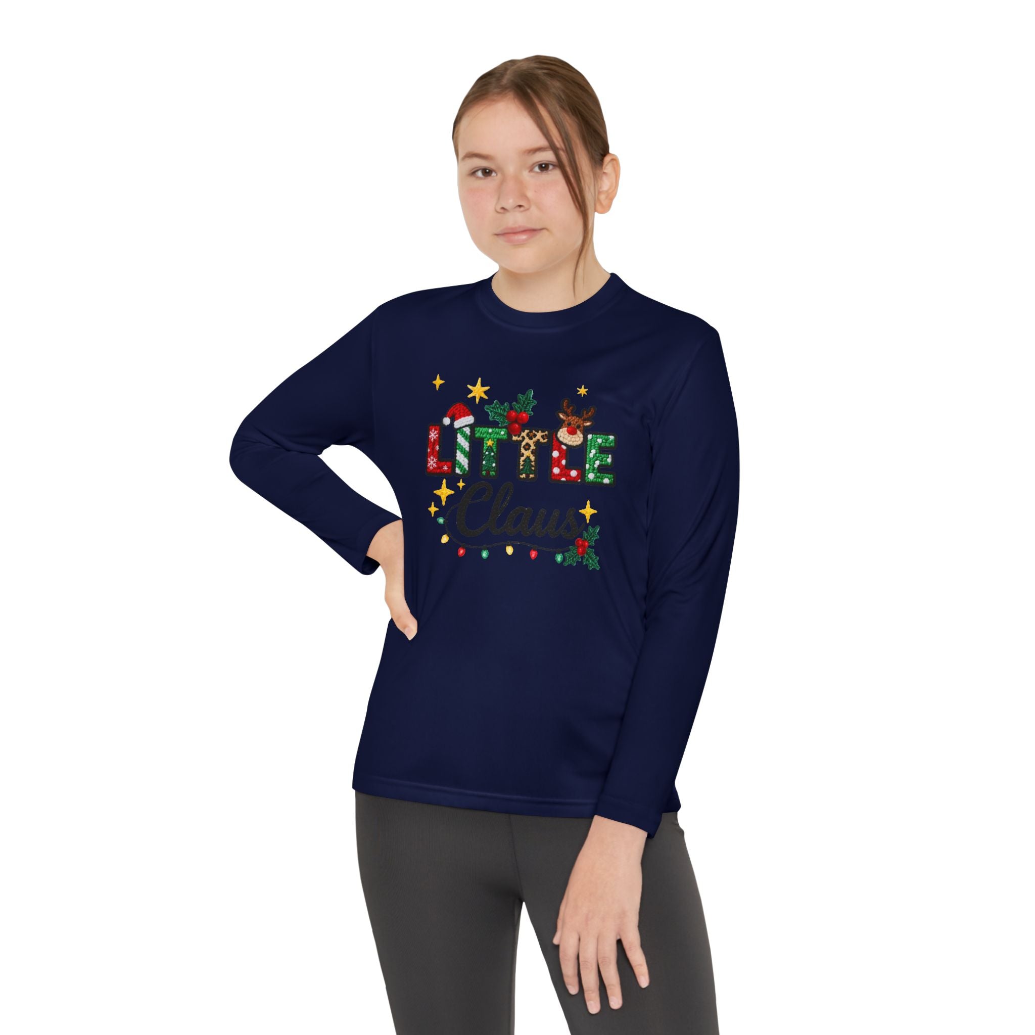 Youth Long Sleeve Tee - "Little Claus" Christmas Kids Shirt