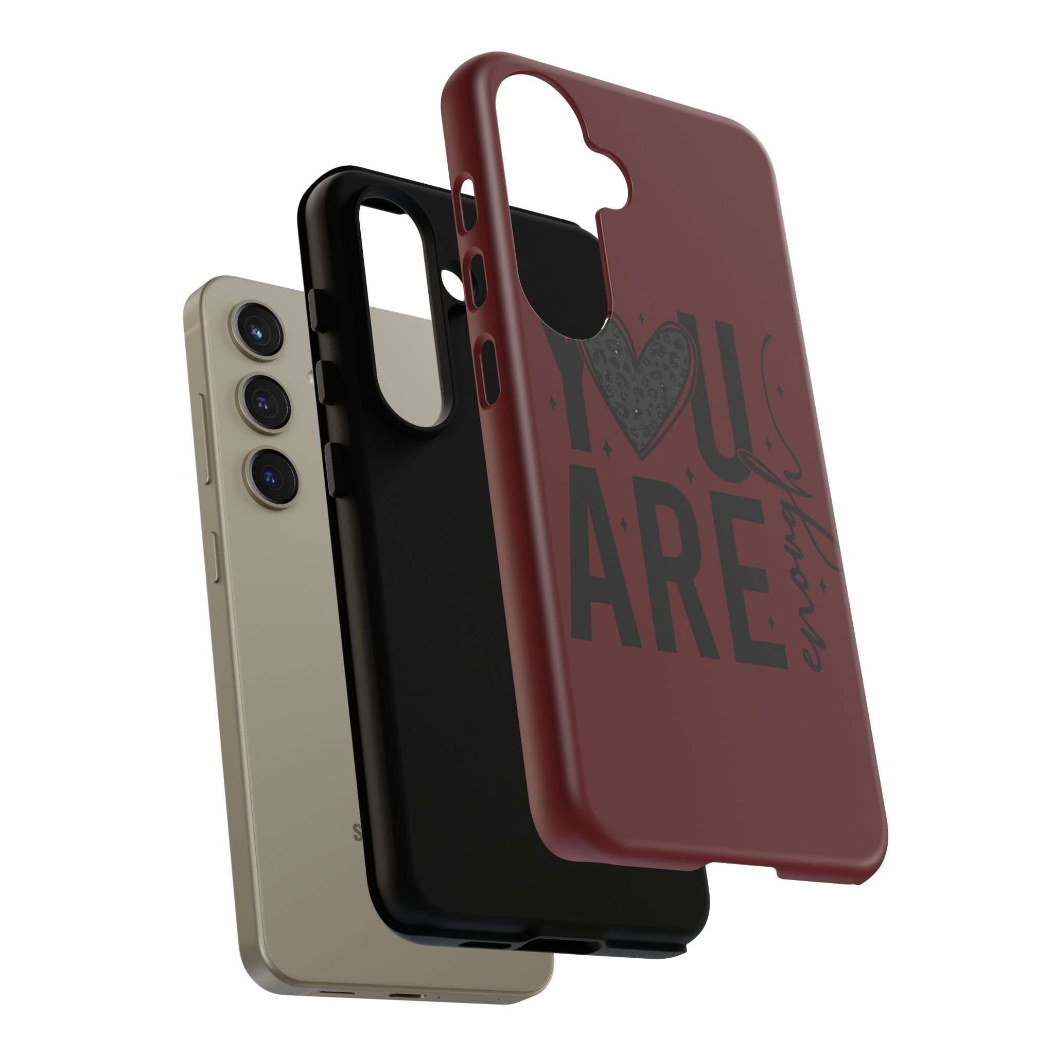You Are Enough Phone Case — Inspirational Protective iPhone Cover (Maroon)