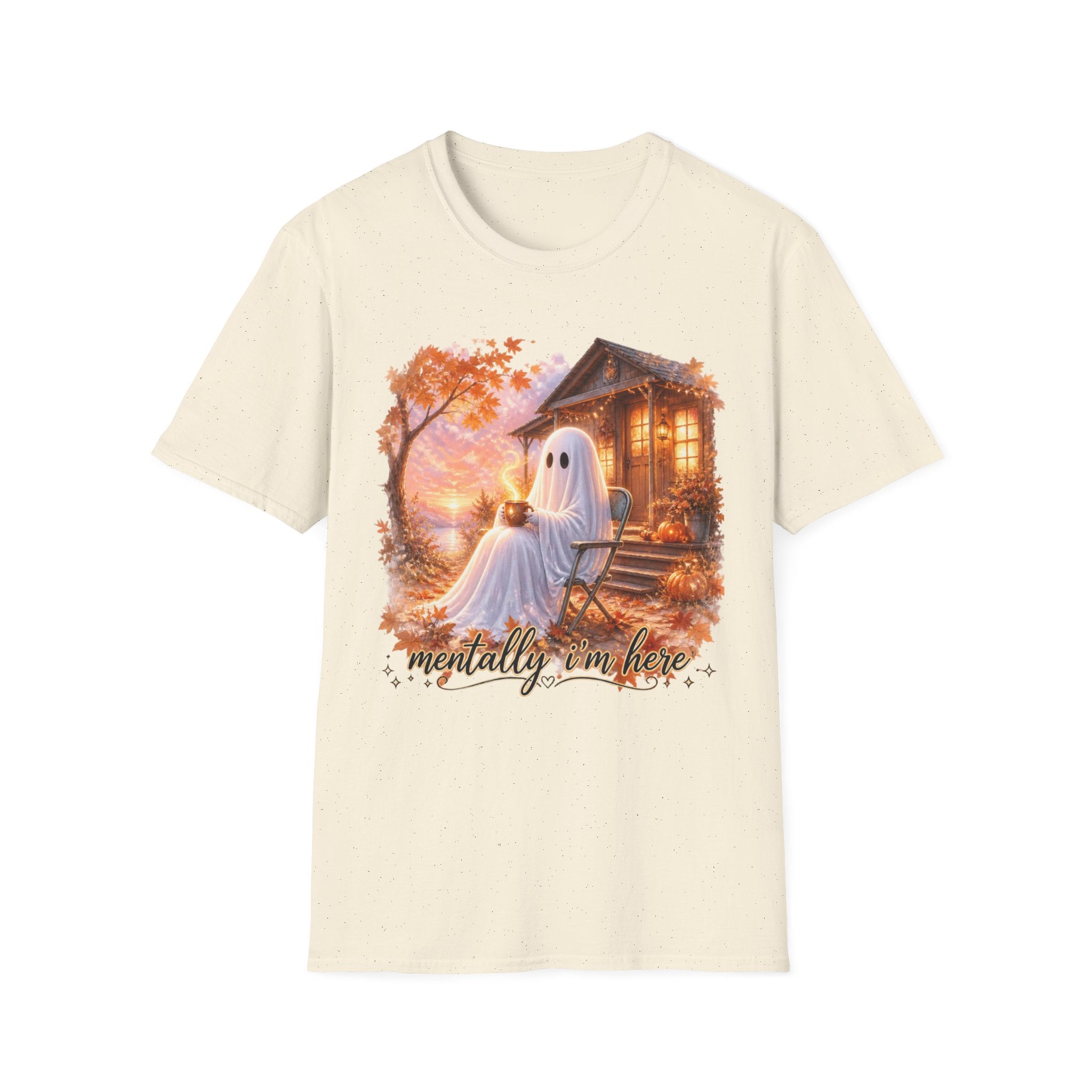 Ghost Cozy Fall T-Shirt — "Mentally on Fire" Autumn Halloween Tee