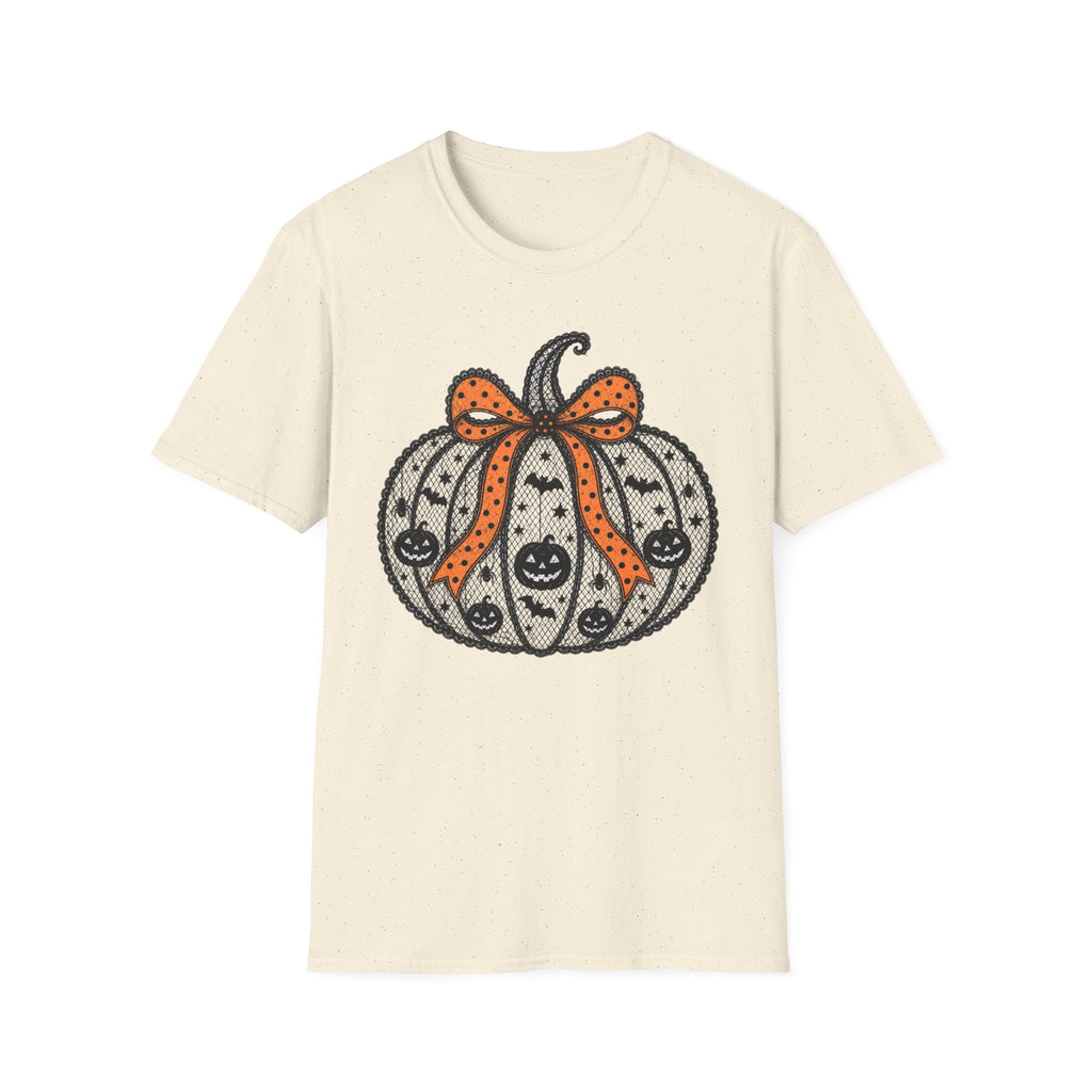 Halloween Pumpkin Bow T-Shirt — Cute Orange Polka Dot Pumpkin Tee